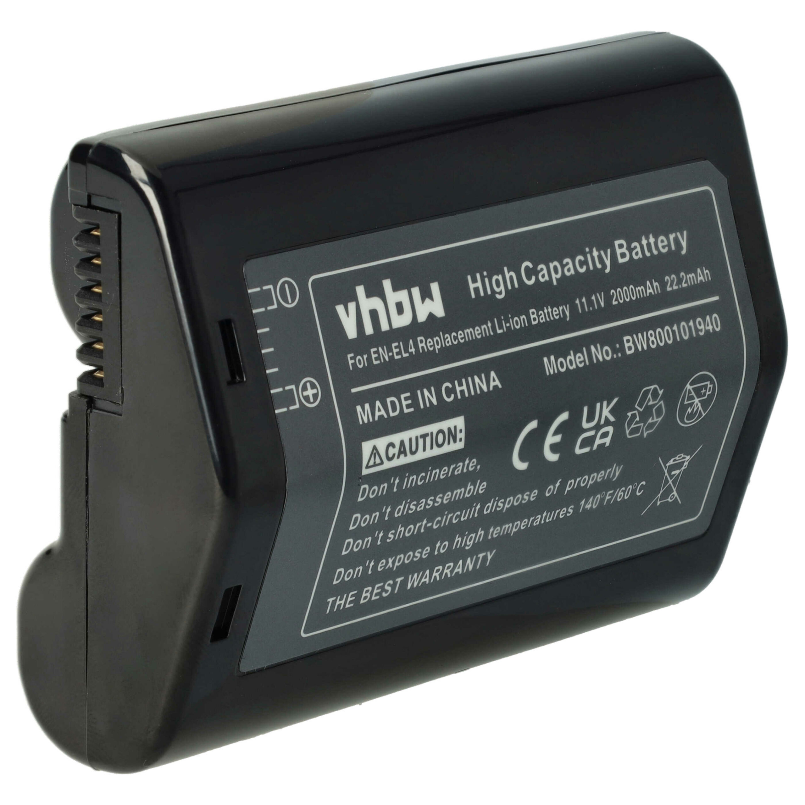 2x Bateria vhbw para Nikon EN-EL4, EN-EL4a - 2000mAh, 11.1V, Li-Ion - Image 3