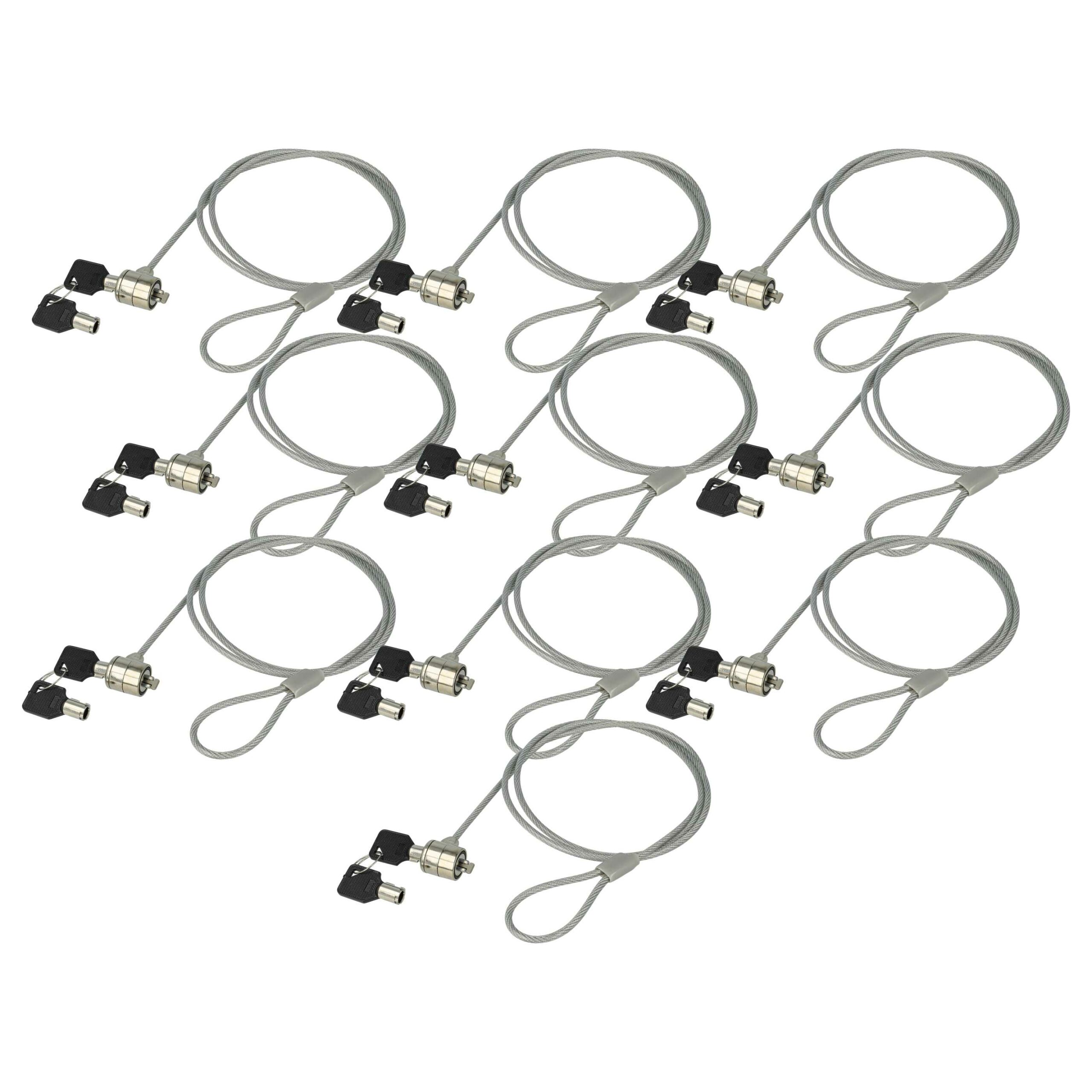 Pack 10x Cadeado Kensington para Portátil, Notebook - Cadeado com Cabo de Aço 1,2 m