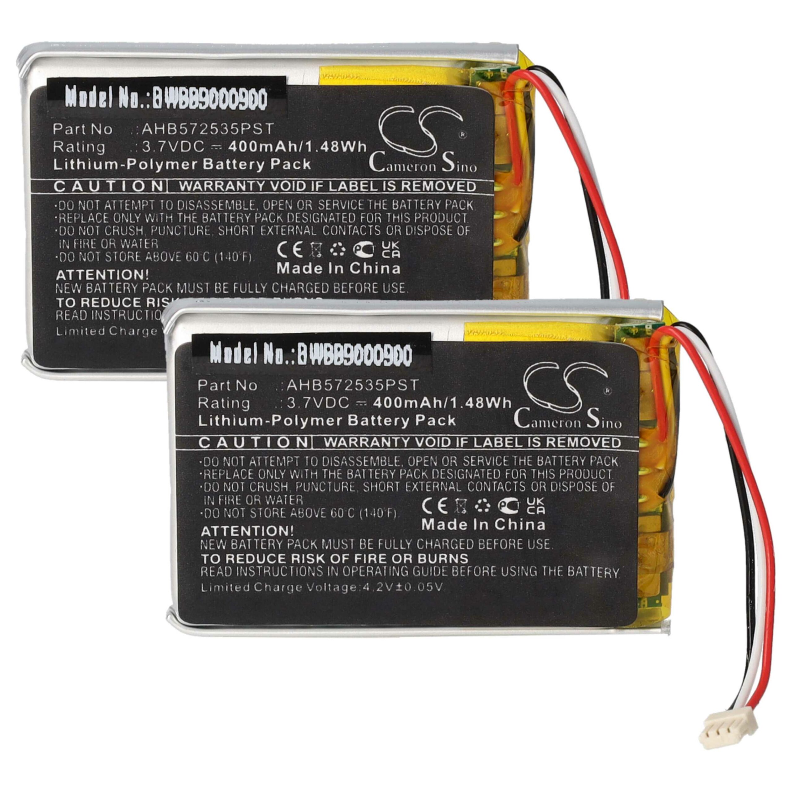 Bateria vhbw para Auscultadores Jabra - 2 Unidades (400 mAh, 3.7V, Li-polymer)