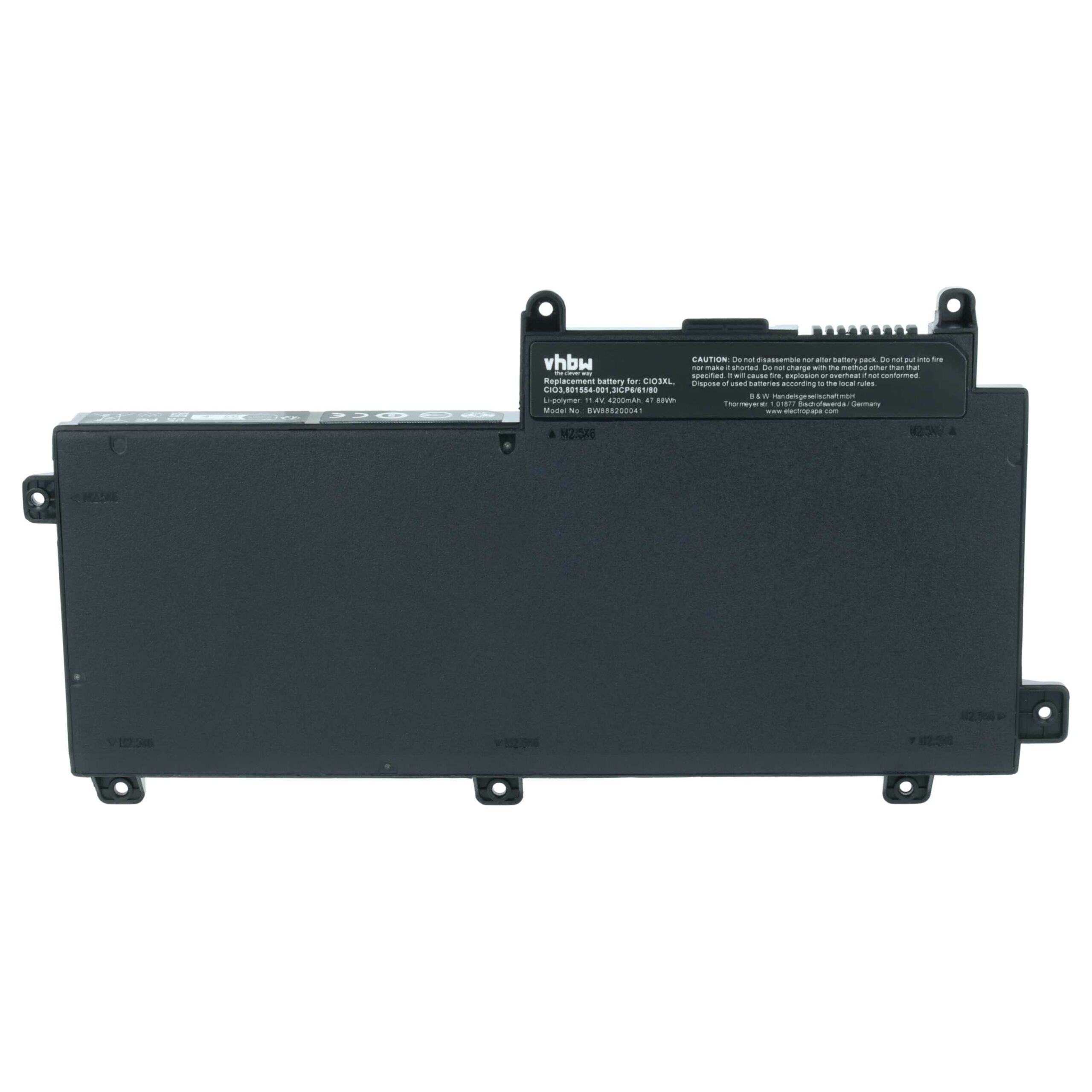 Bateria vhbw para HP — 4200 mAh 11.4V Li-polymer (CI03XL, 801554-001) - Image 3