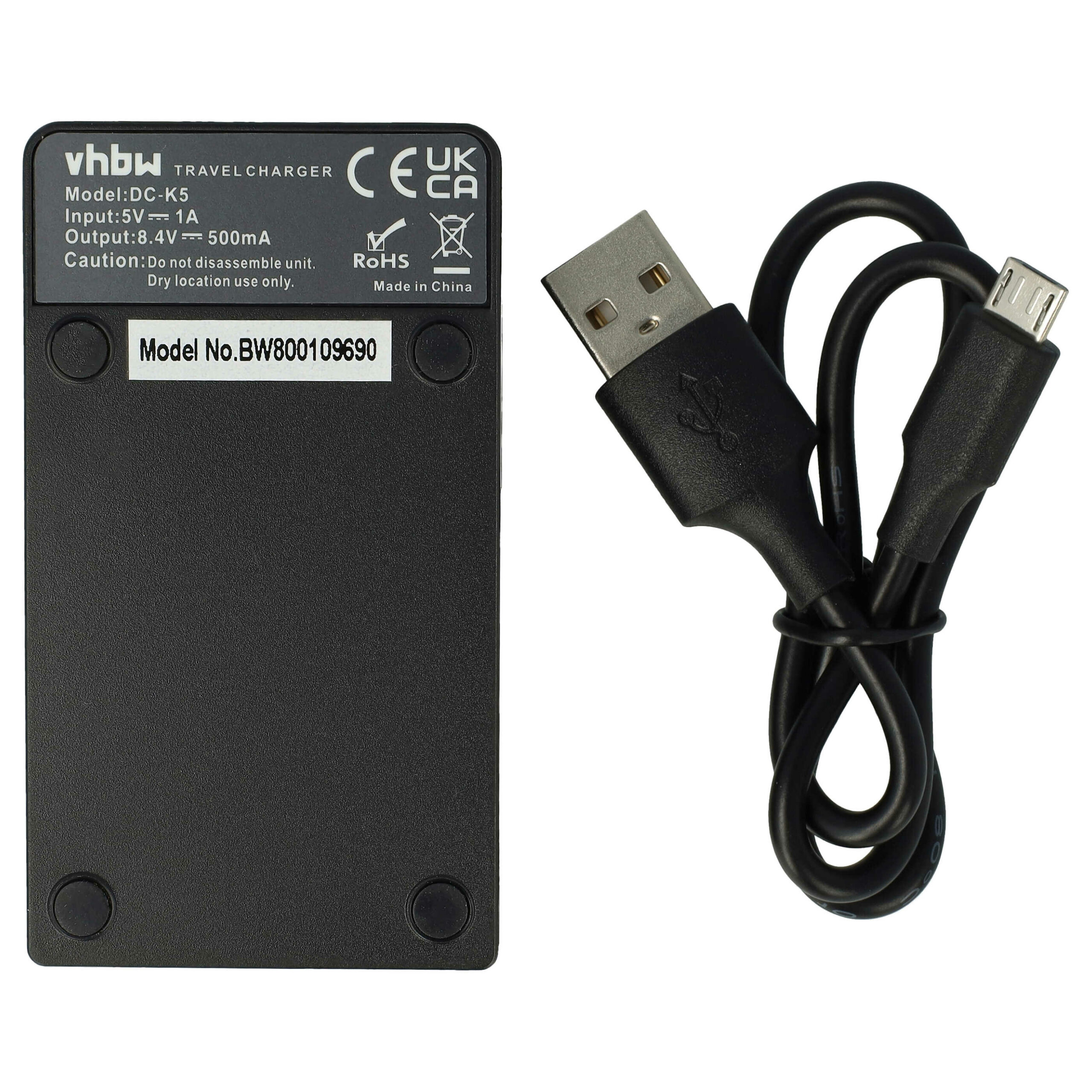 Carregador Câmara Fotográfica Micro-USB + Cabo vhbw - Compatível Grundig, Hitachi, Leica, Panasonic - Image 2