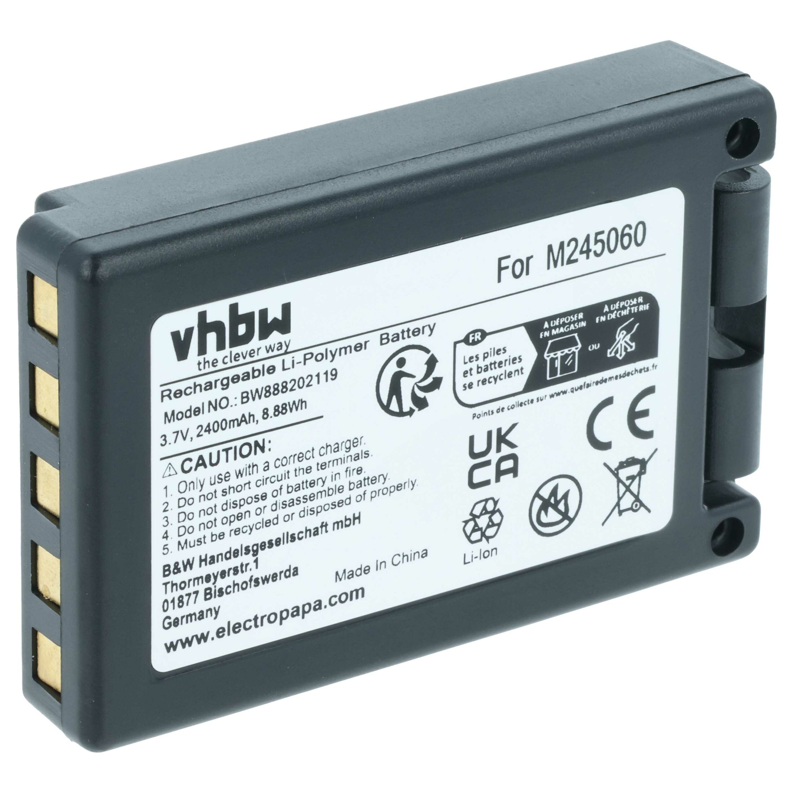Bateria de Substituição para Telecomando Industrial Teleradio M245060 - 2400 mAh vhbw
