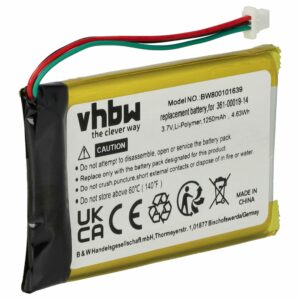 Bateria para GPS Garmin 361-00019-14 - vhbw 1250mAh, 3.7V