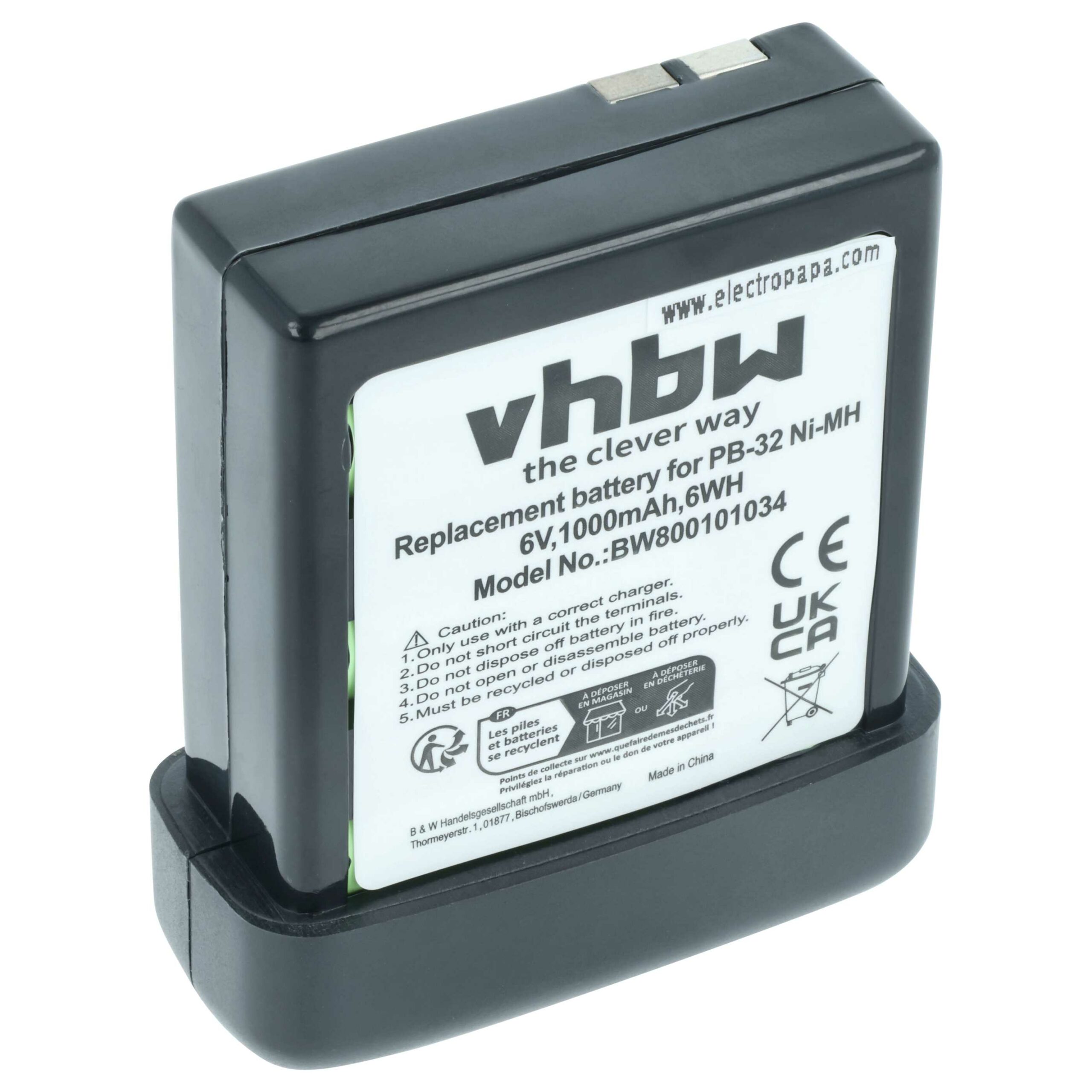 Bateria vhbw para Rádio Kenwood PB-32, PB-32H, PB-33 - 1000 mAh 6 V NiMH