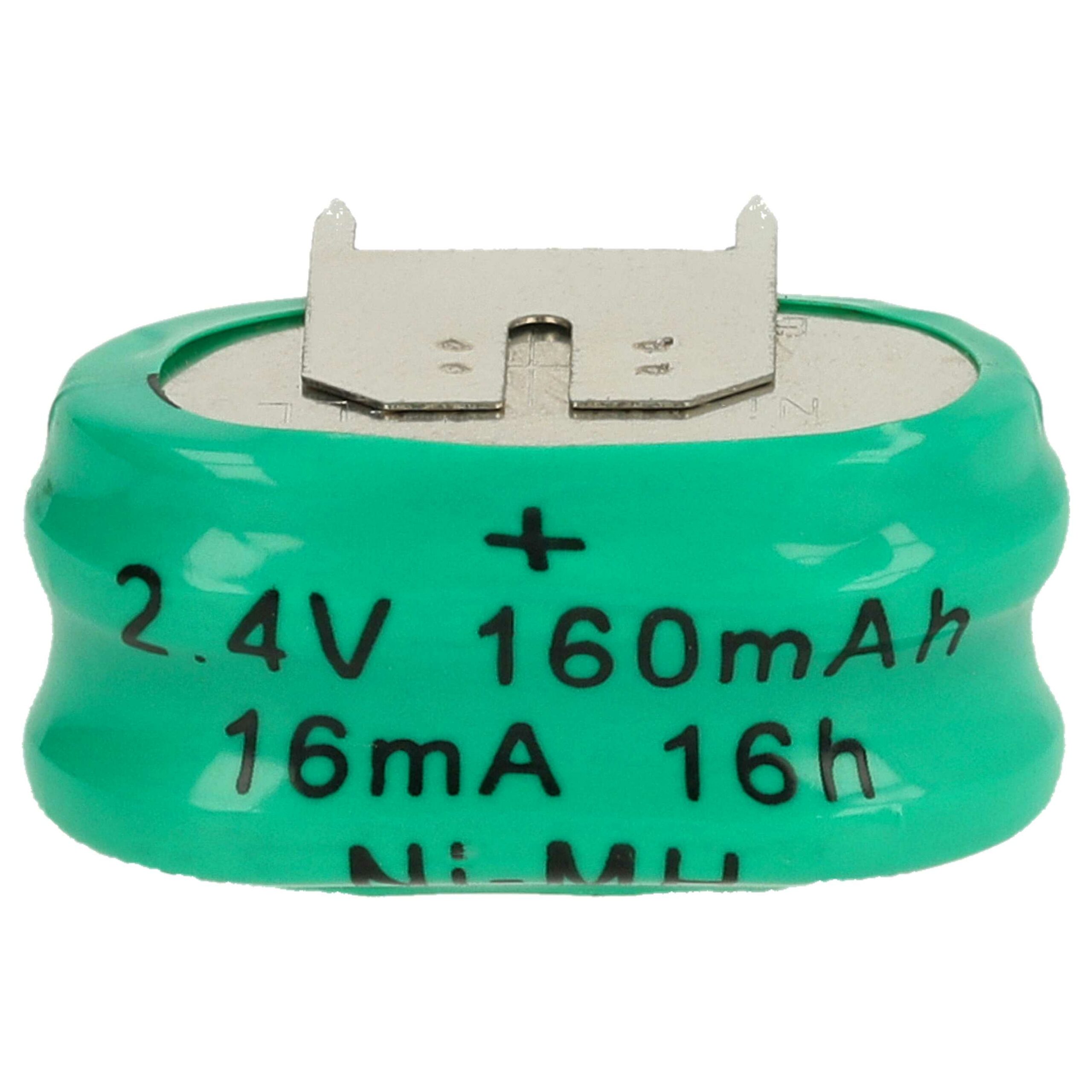 10x Bateria de Botão Recarregável Tipo 2/V150H 3 Pinos vhbw - 150 mAh 2.4V NiMH - Image 3