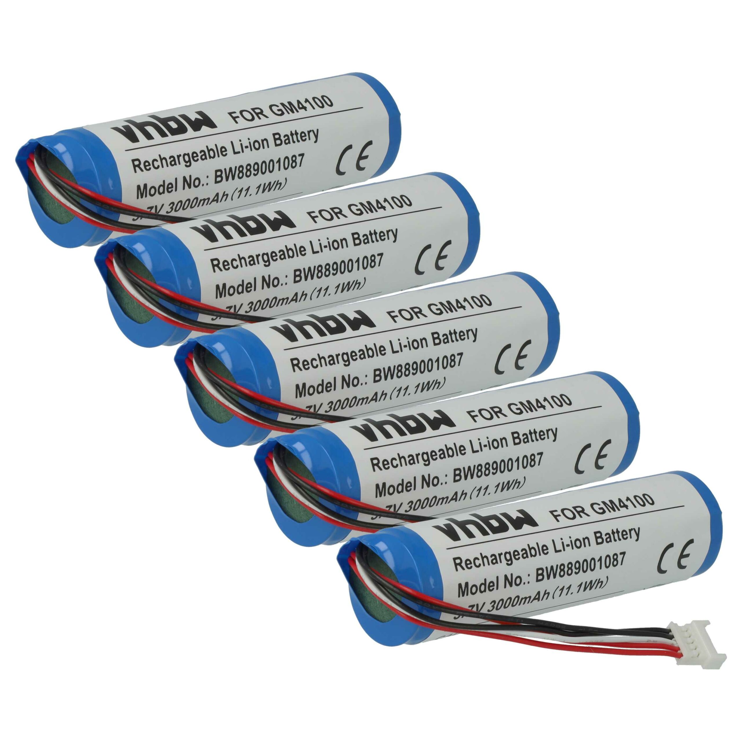 Pack 5x Baterias vhbw para Datalogic 128000894, BT-8, RBP-4000 - Leitores de Código de Barras - 3000 mAh 3.7V