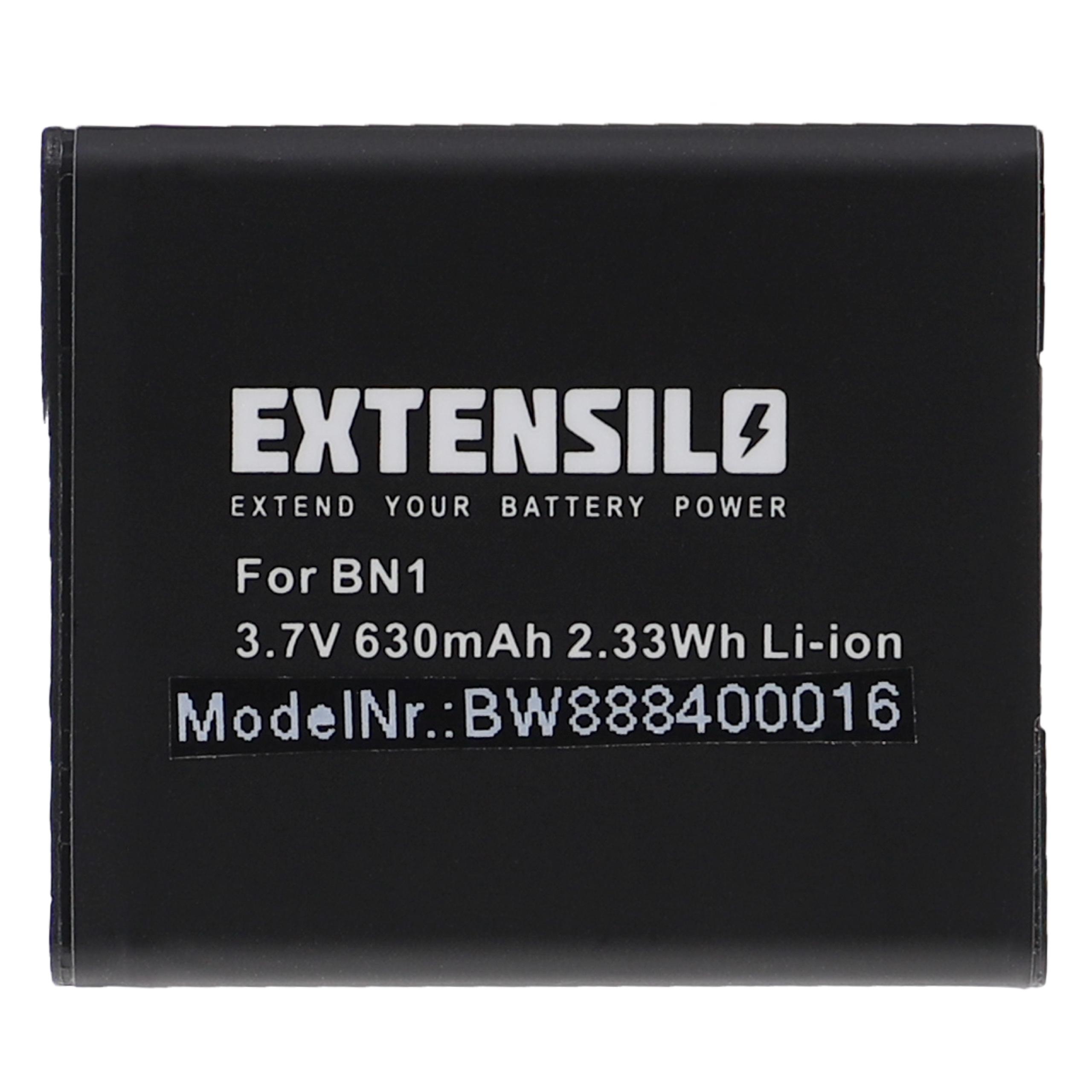 Bateria EXTENSILO compatível Sony NP-BN1 - 630mAh, 3.7V, Li-Ion