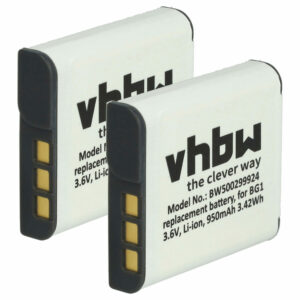 2x Bateria vhbw compatível Sony NP-FG1, NP-BG1 - 950mAh, 3.6V, Li-Ion