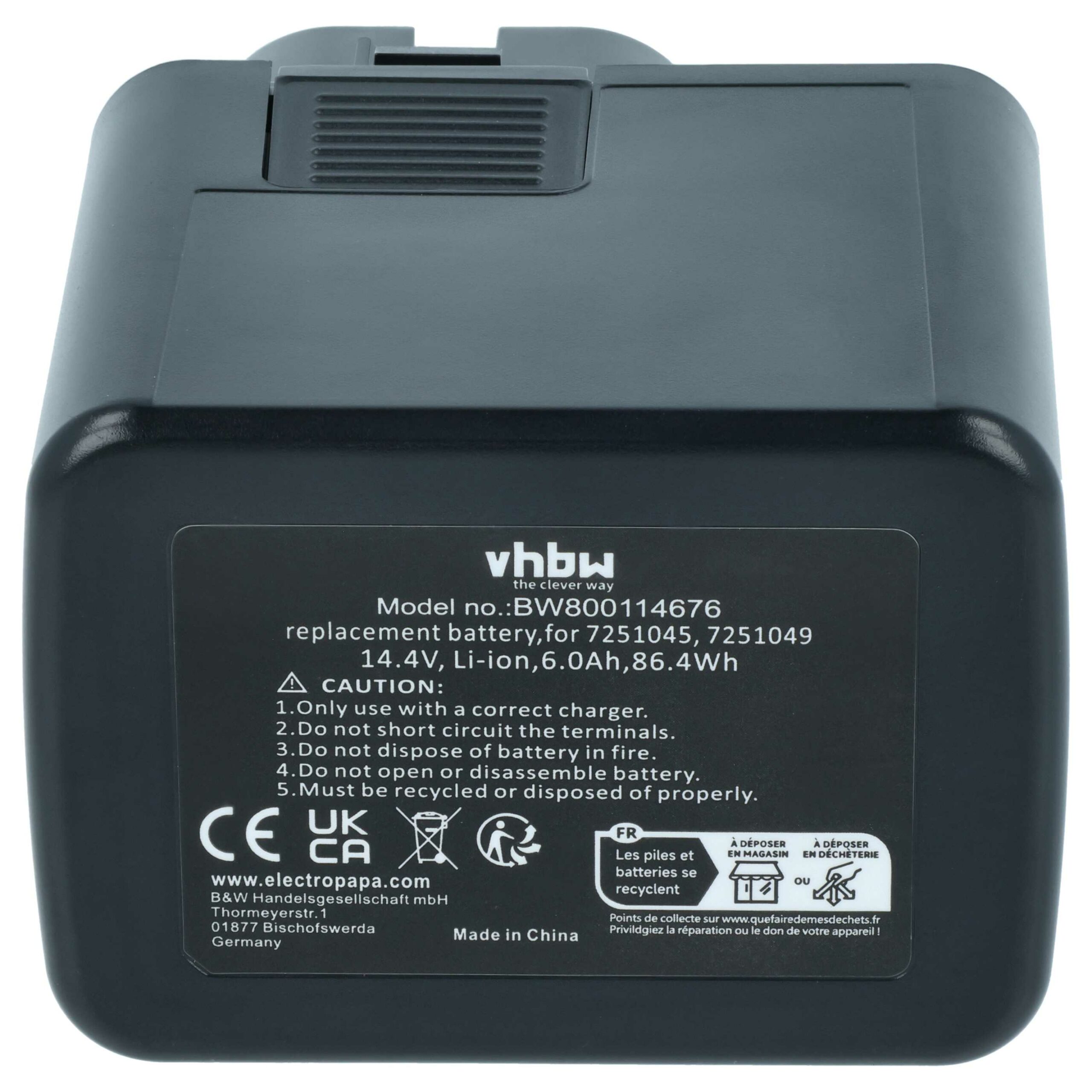Bateria vhbw 6000 mAh 14.4 V Li-Ion para Gesipa 7251045, 7251049 - Image 3