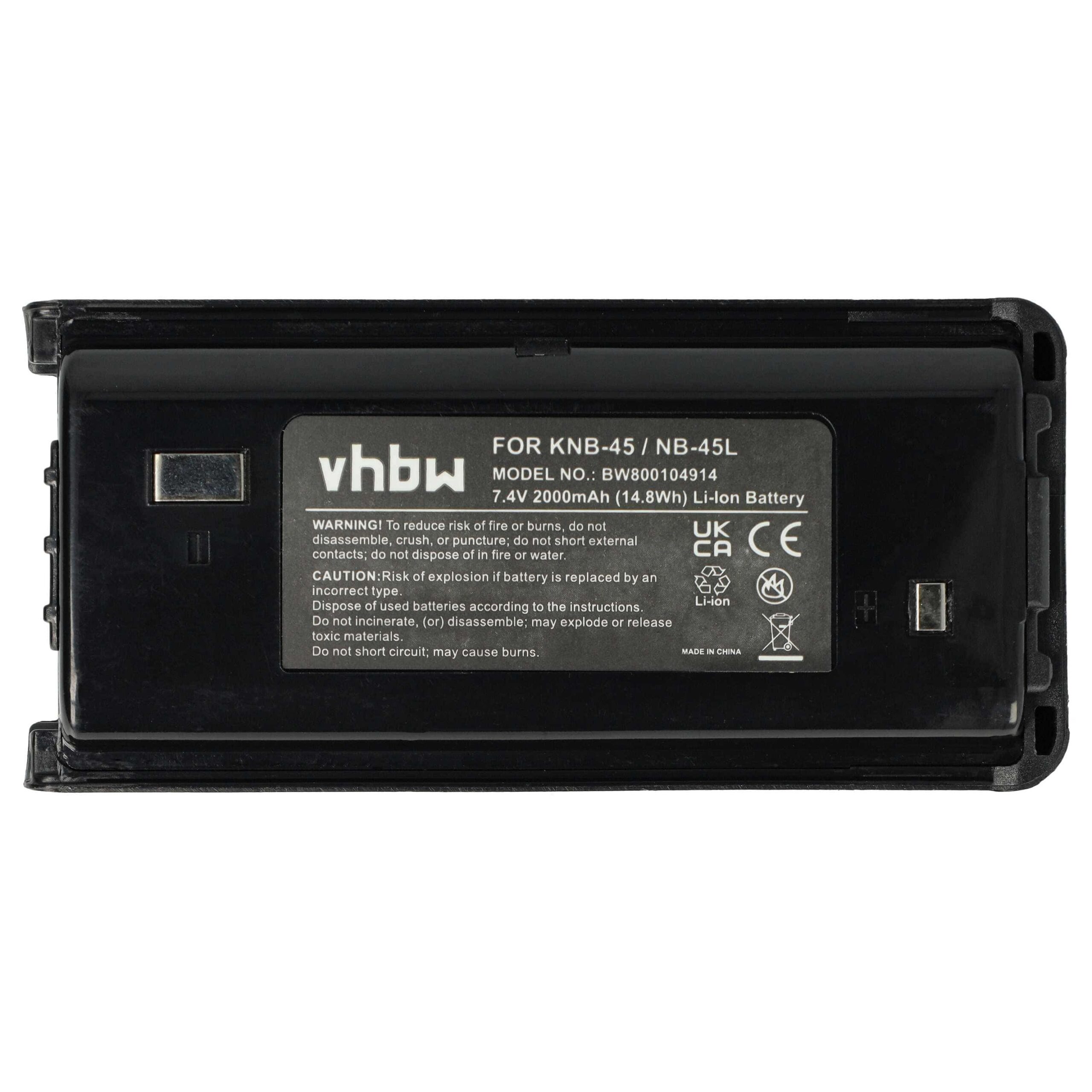 Bateria vhbw para Rádio Kenwood KNB-45, KNB-45L, KNB-45Li - 2000 mAh 7.4 V Li-Ion - Image 3