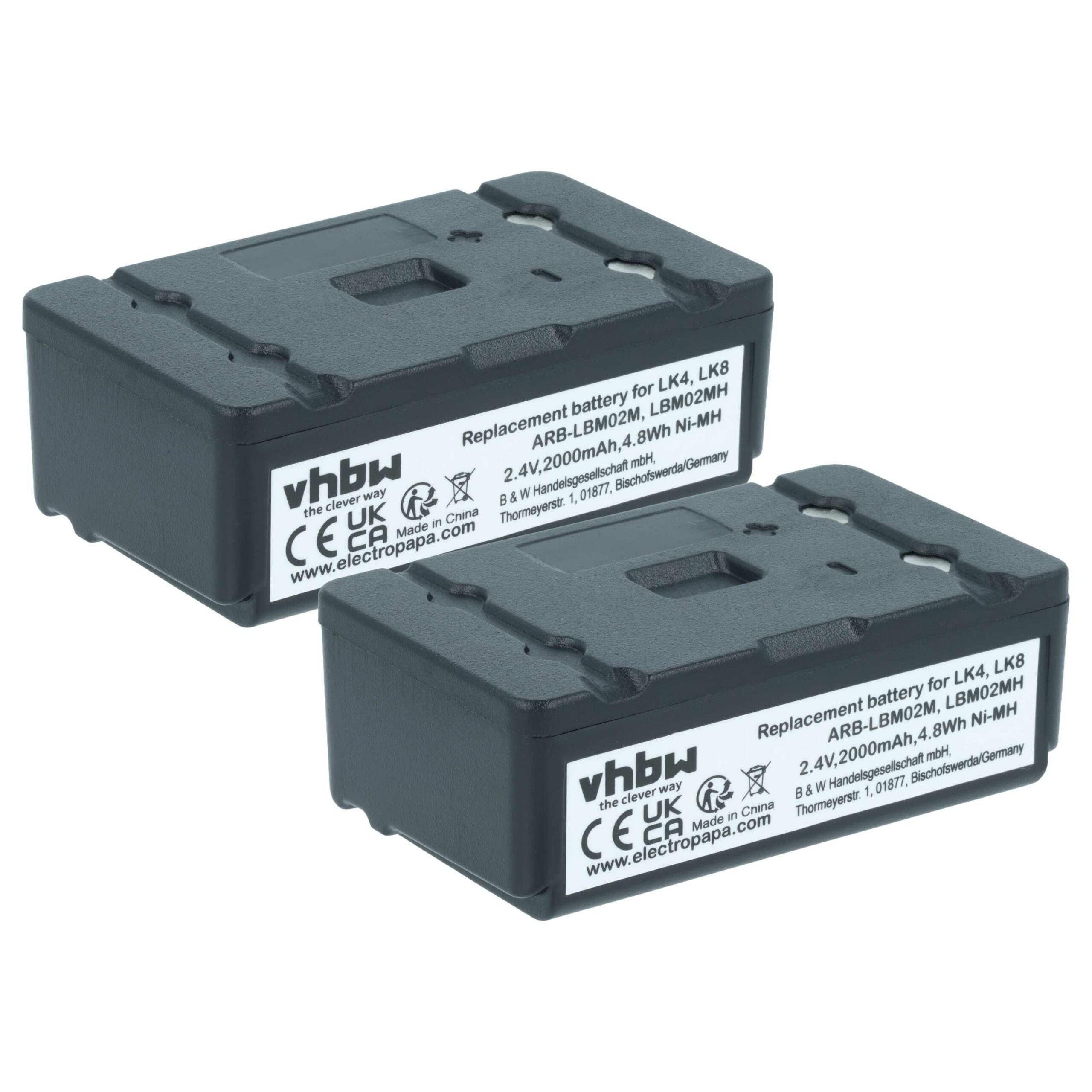 Bateria de Substituição 2x vhbw para Telecomando Autec ARB-LBM02M, LBM02MH - 2000 mAh 2.4 V NiMH