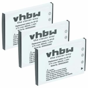 Pack de 3 Baterias vhbw NP-20DBA/NP-20 para Casio - 550mAh, 3.6V, Li-Ion