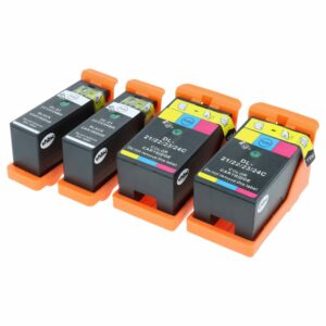 4 Cartuchos de Tinta vhbw compatíveis com Dell 21, 22, 23, 24 - Preto/Ciano/Magenta/Amarelo