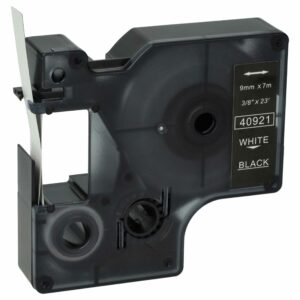 Fita para Impressora de Etiquetas compatível com Dymo D1 40921 - 9 mm Branco sobre Preto