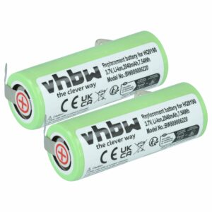 Bateria para Máquina de Barbear Elétrica Philips vhbw 2x 2040 mAh 3.7V Li-Ion