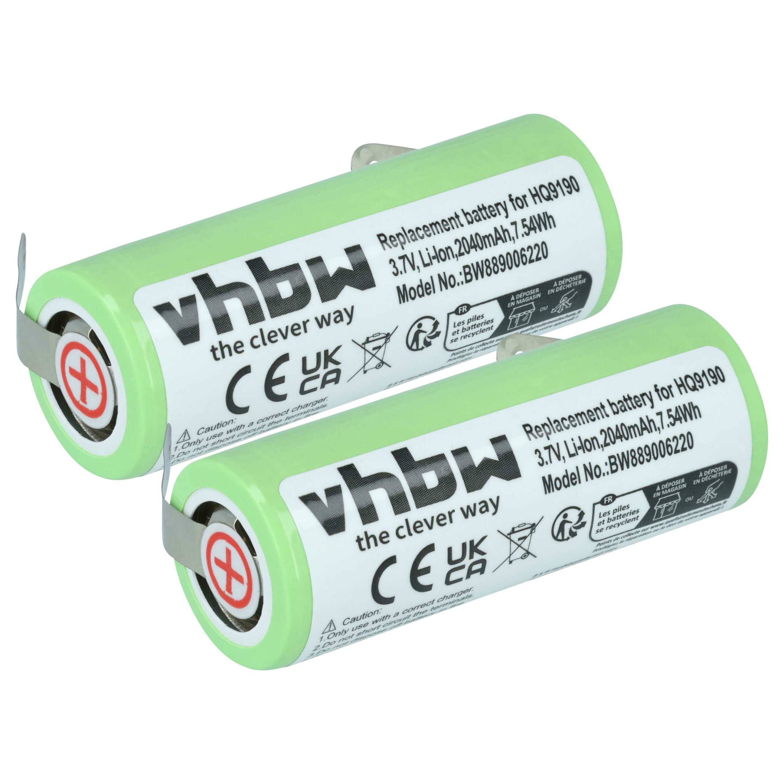 Bateria para Máquina de Barbear Elétrica Philips vhbw 2x 2040 mAh 3.7V Li-Ion