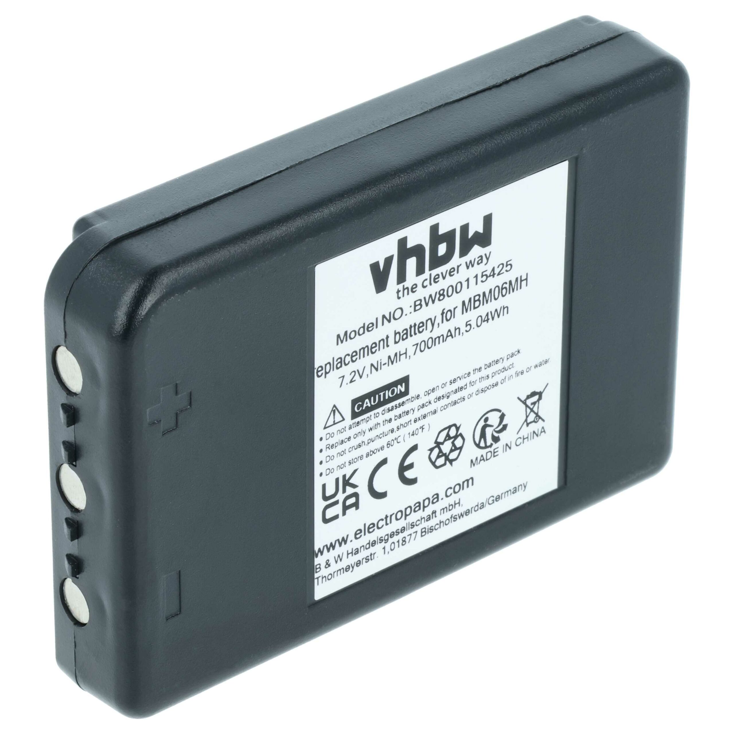 Bateria de Substituição vhbw para Comando de Telecomando Industrial Autec MBM06MH - 700 mAh