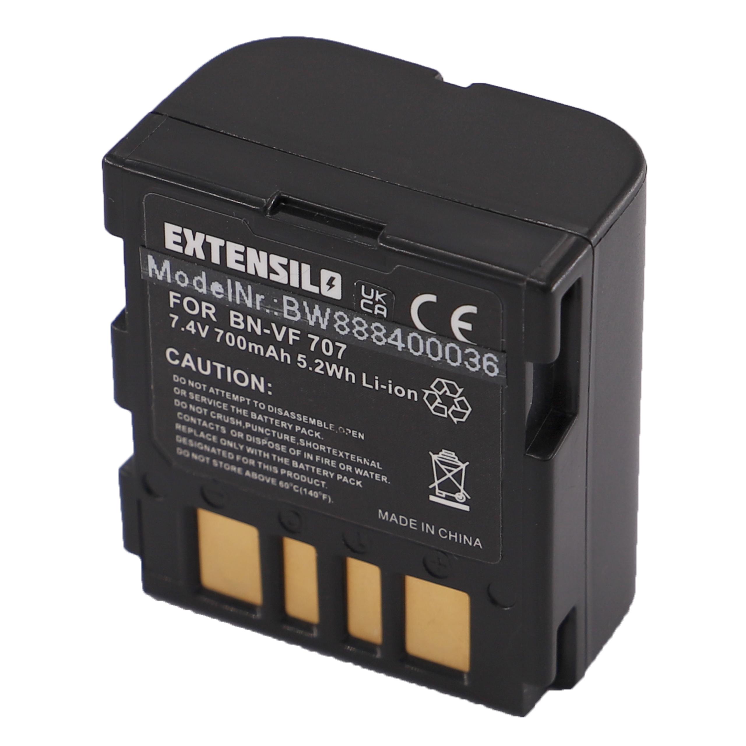 Pack 3x Bateria EXTENSILO para JVC BN-VF707, BN-VF714, BN-VF733 - 700mAh, 7.4V, Li-Ion