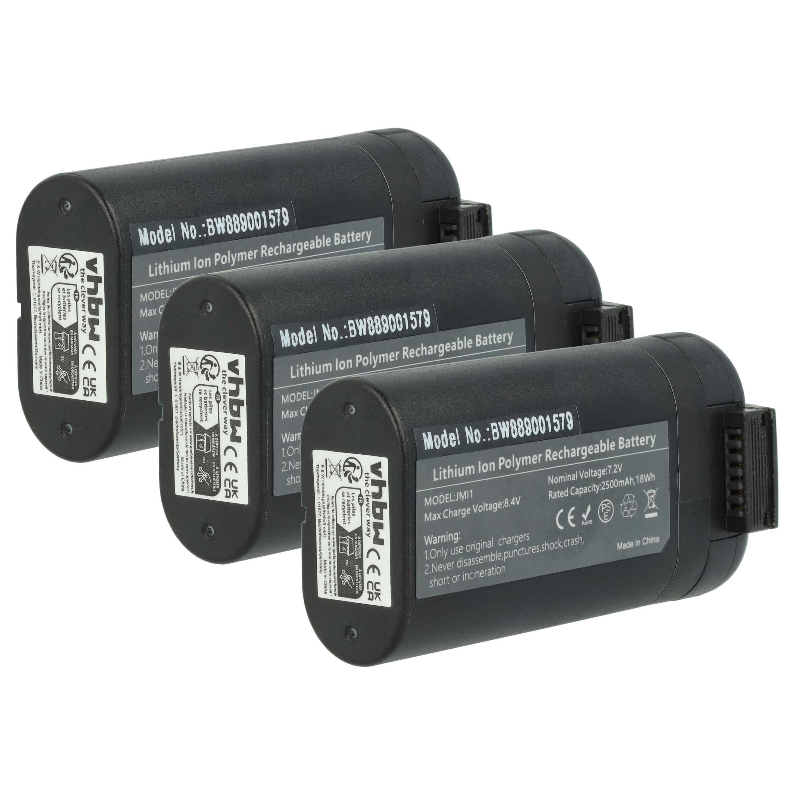 Bateria para Drone DJI - Pack 3x 2500 mAh 7.4V Li-Ion (vhbw)