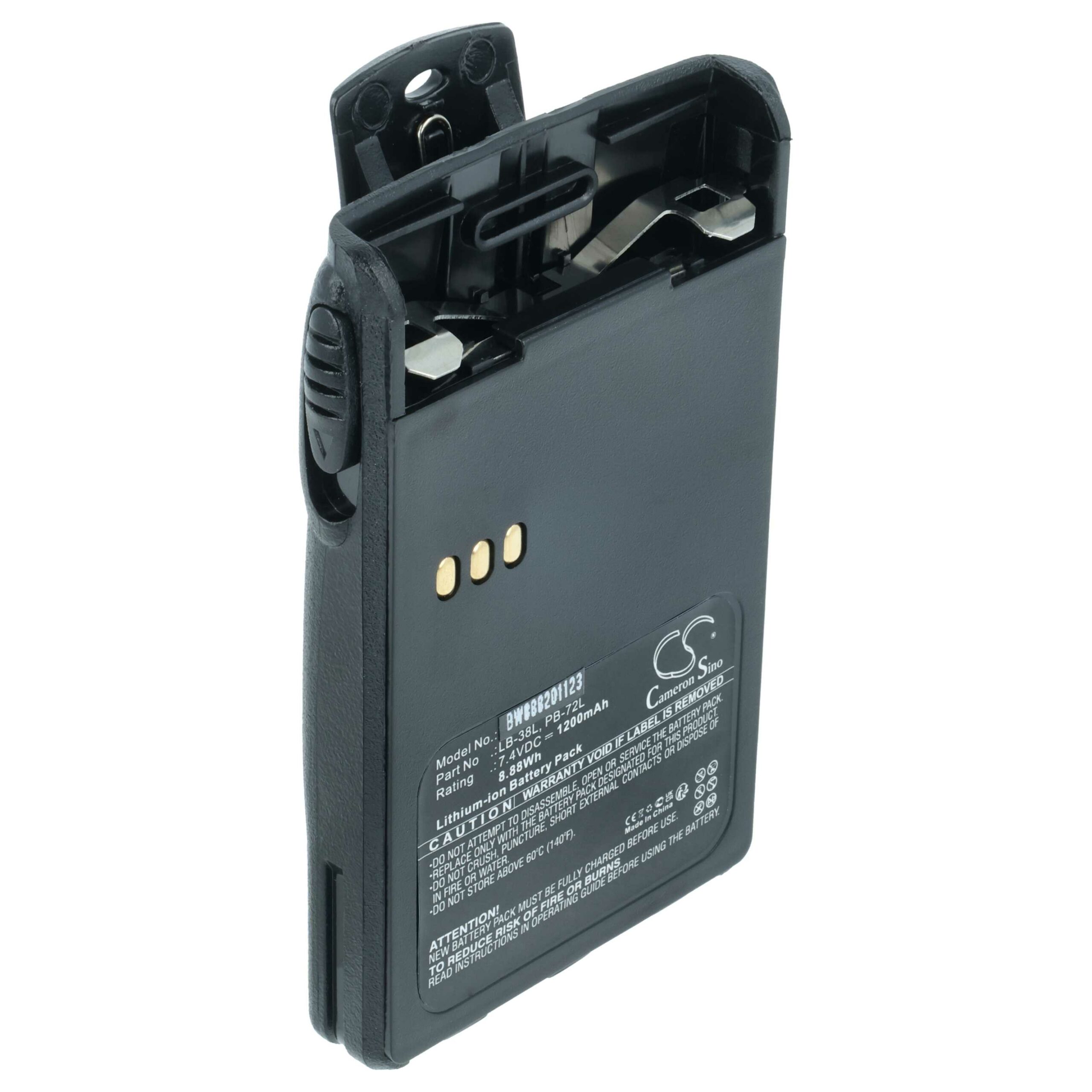 Bateria vhbw para Rádio Huntec PB200, PB-CT, LB-62L, PB-72L, LB-38L, PB400 - 1200 mAh 7.4V Li-Ion com Clip