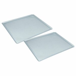2x Tabuleiro de Forno Universal - 45.5 x 37.5 x 1 cm, Alumínio Perfurado, Prateado