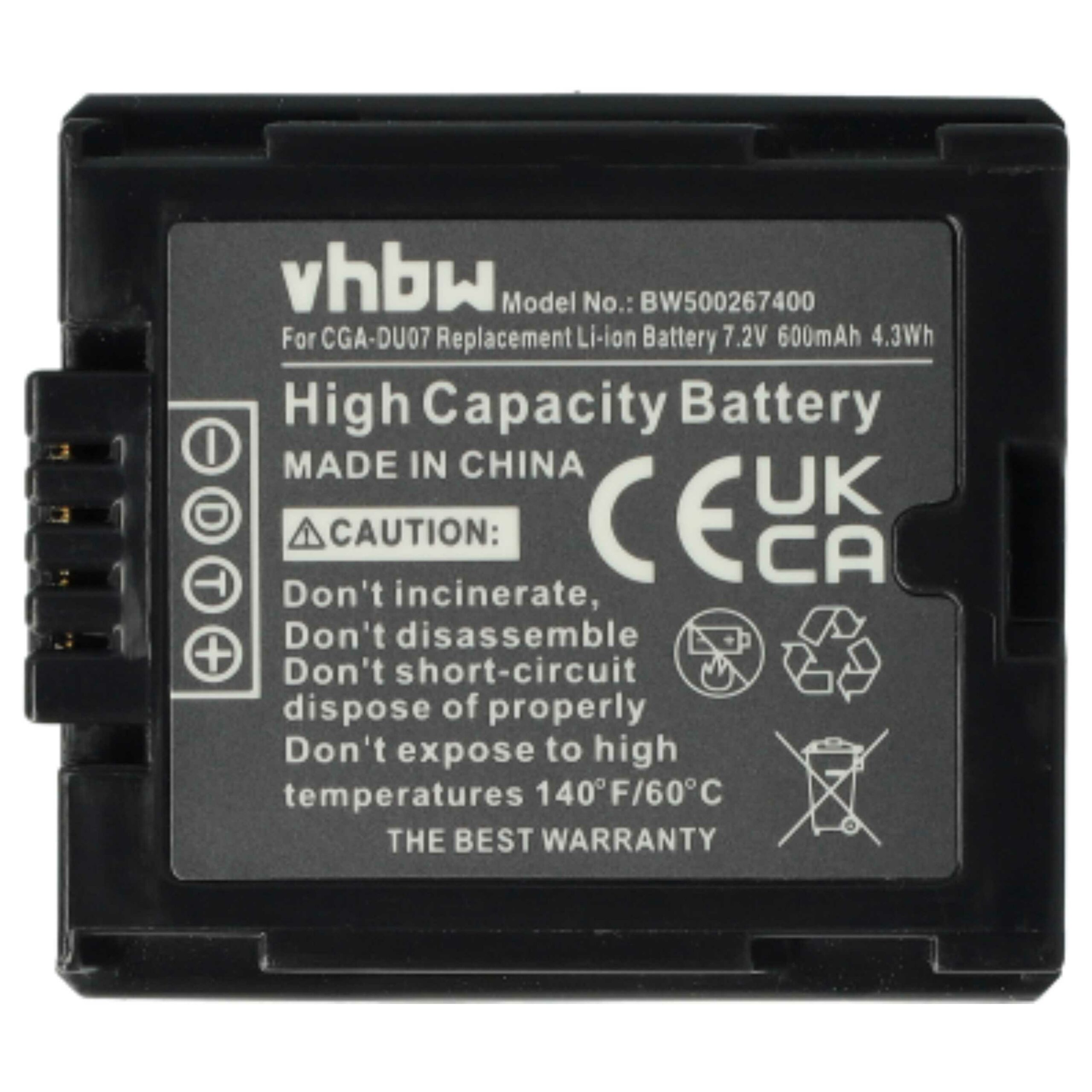 Bateria vhbw para Câmara Hitachi/Panasonic DZ-BP07s, DZ-BP14s, DZ-BP21s - 600 mAh 7.2 V Li-Ion (Pack 2x) - Image 3
