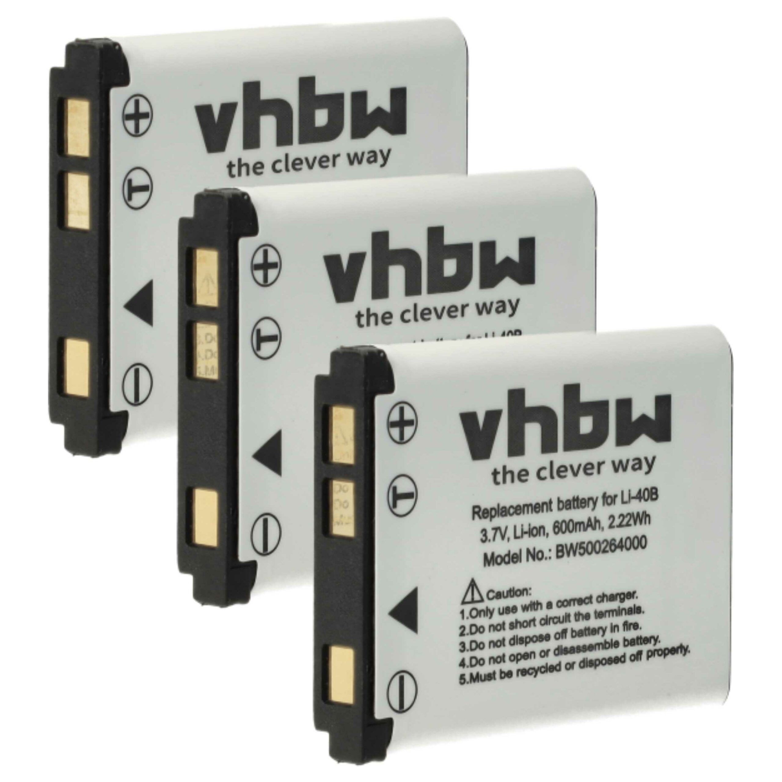 Pack 3x Bateria vhbw DLI216 - 600mAh, 3.7V, Li-Ion