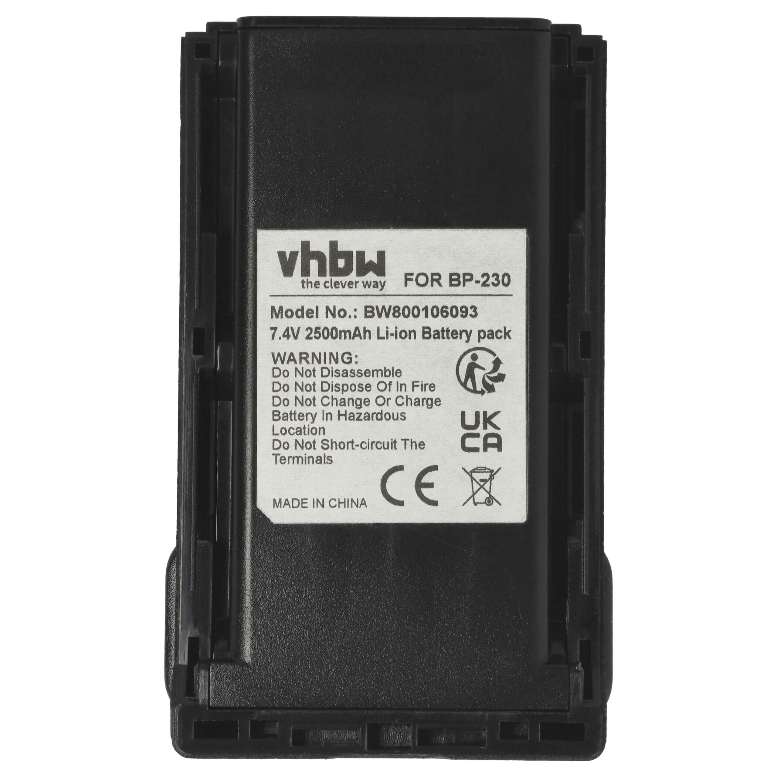 Bateria vhbw para Icom BJ-2000, BP-232, BP-232H, BP-231, BP-231N, BP-230, BP-230N - 2500 mAh 7.4 V Li-Ion - Image 3