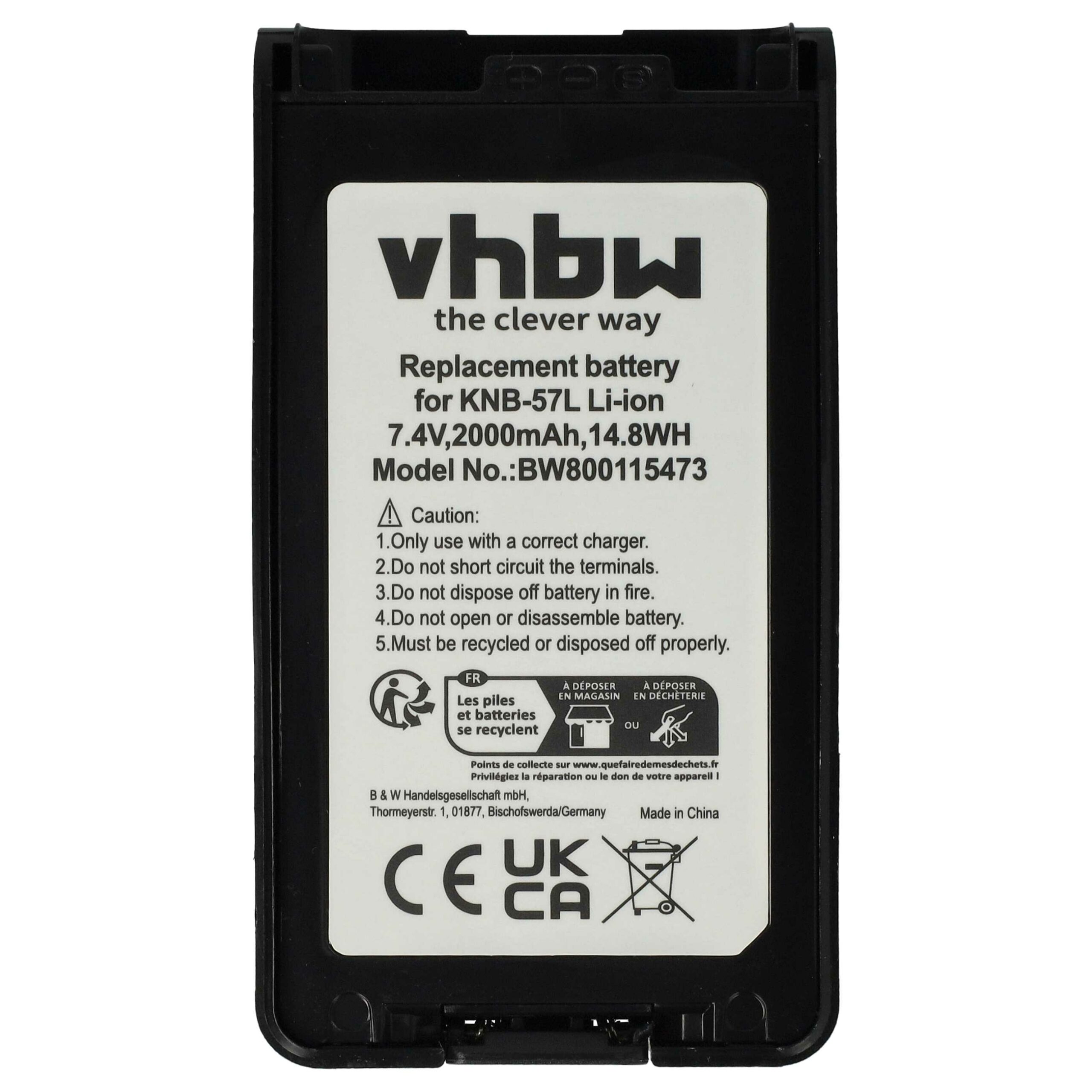 Bateria para Rádio Kenwood KNB-24LX, KNB-24, KNB-24Li, KNB-25A, KNB-25, KNB-24L - 2000 mAh 7.4 V Li-Ion vhbw - Image 3