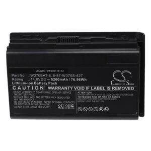 Bateria para Portátil vhbw 5200 mAh 14.8 V Li-Ion - Compatível 6-87-W370S-427, W370BAT-8