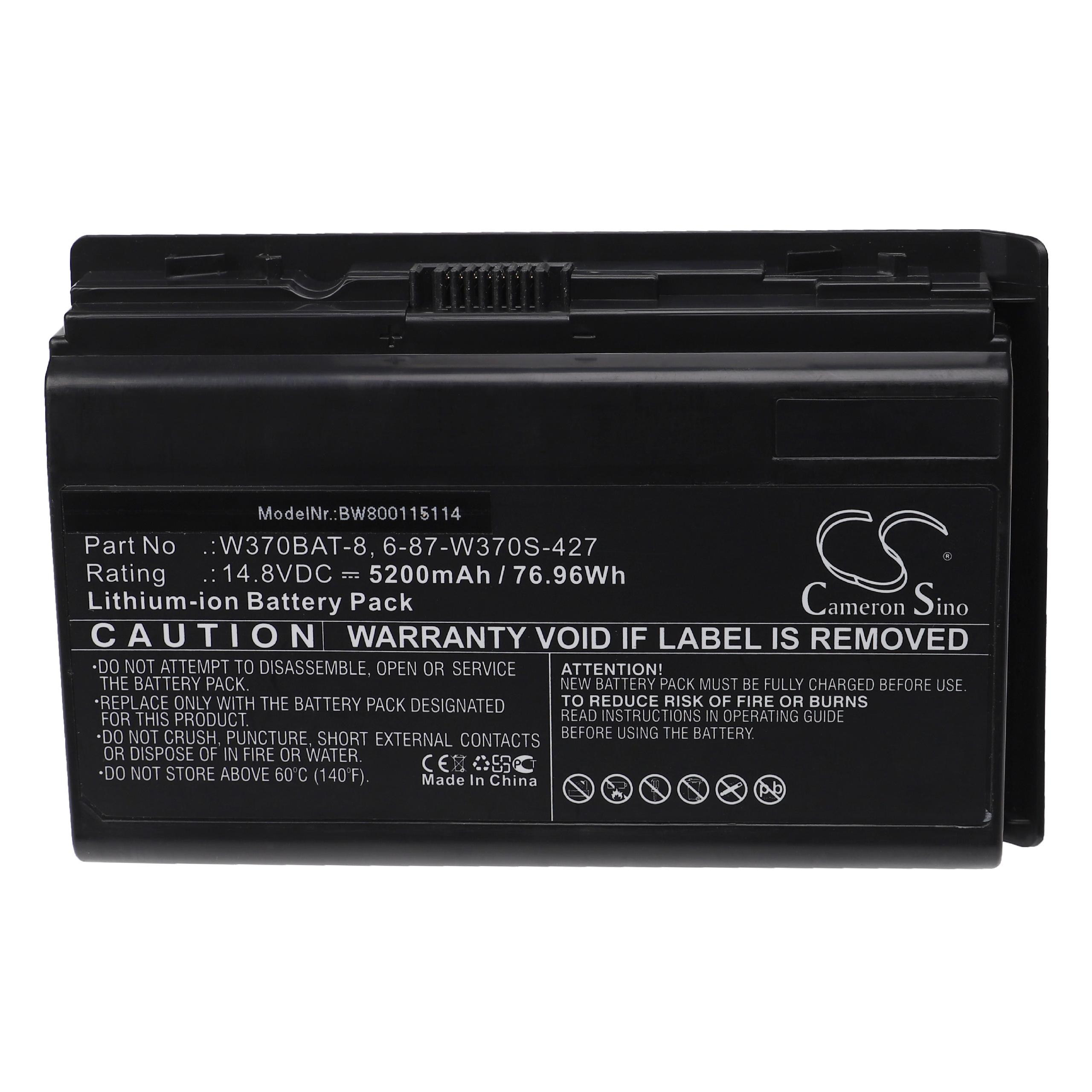 Bateria para Portátil vhbw 5200 mAh 14.8 V Li-Ion - Compatível 6-87-W370S-427, W370BAT-8