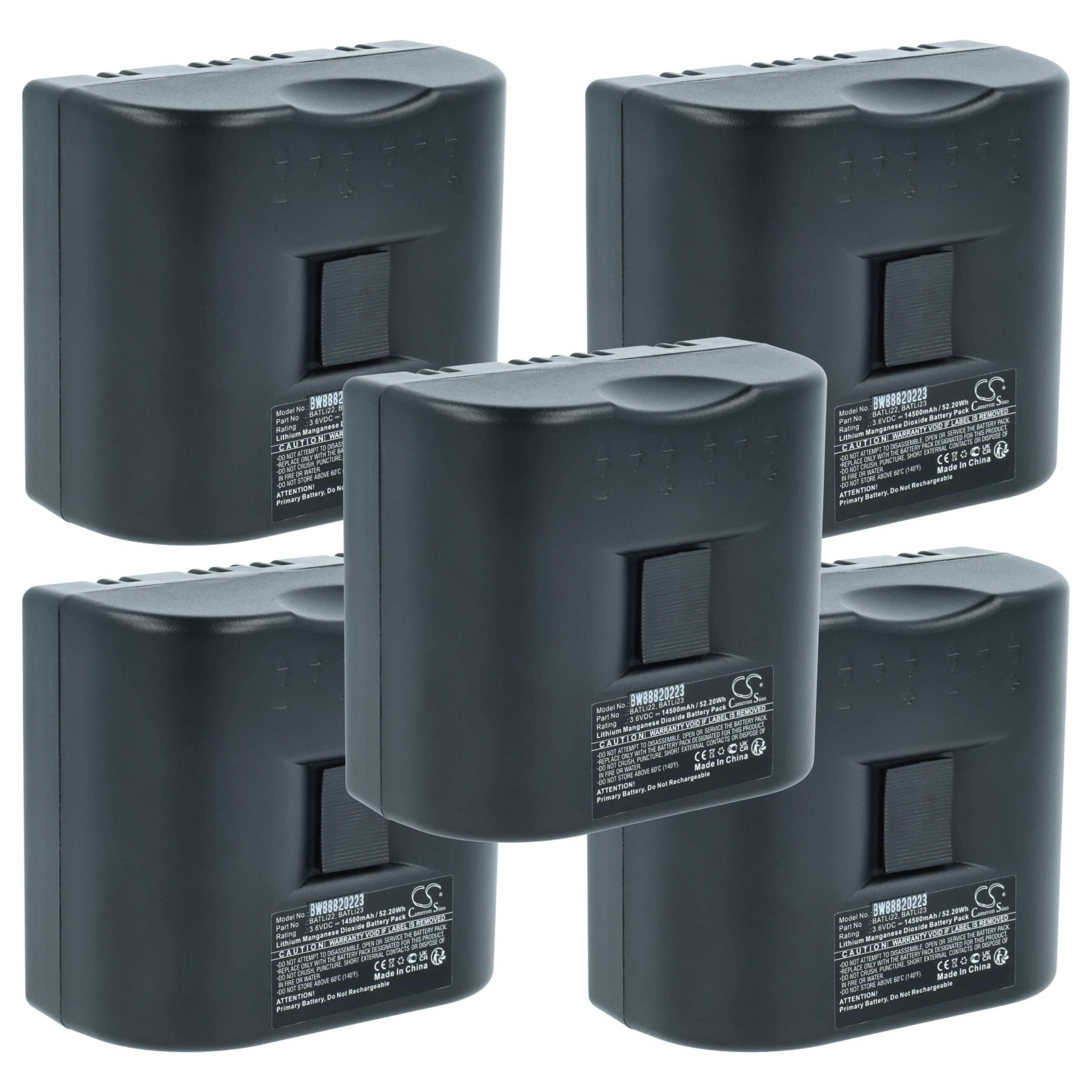 Pack 5x Baterias vhbw compatíveis Daitem MPU01X, BATLI23, BATLI22 - 14500 mAh 3.6V Li-MnO2