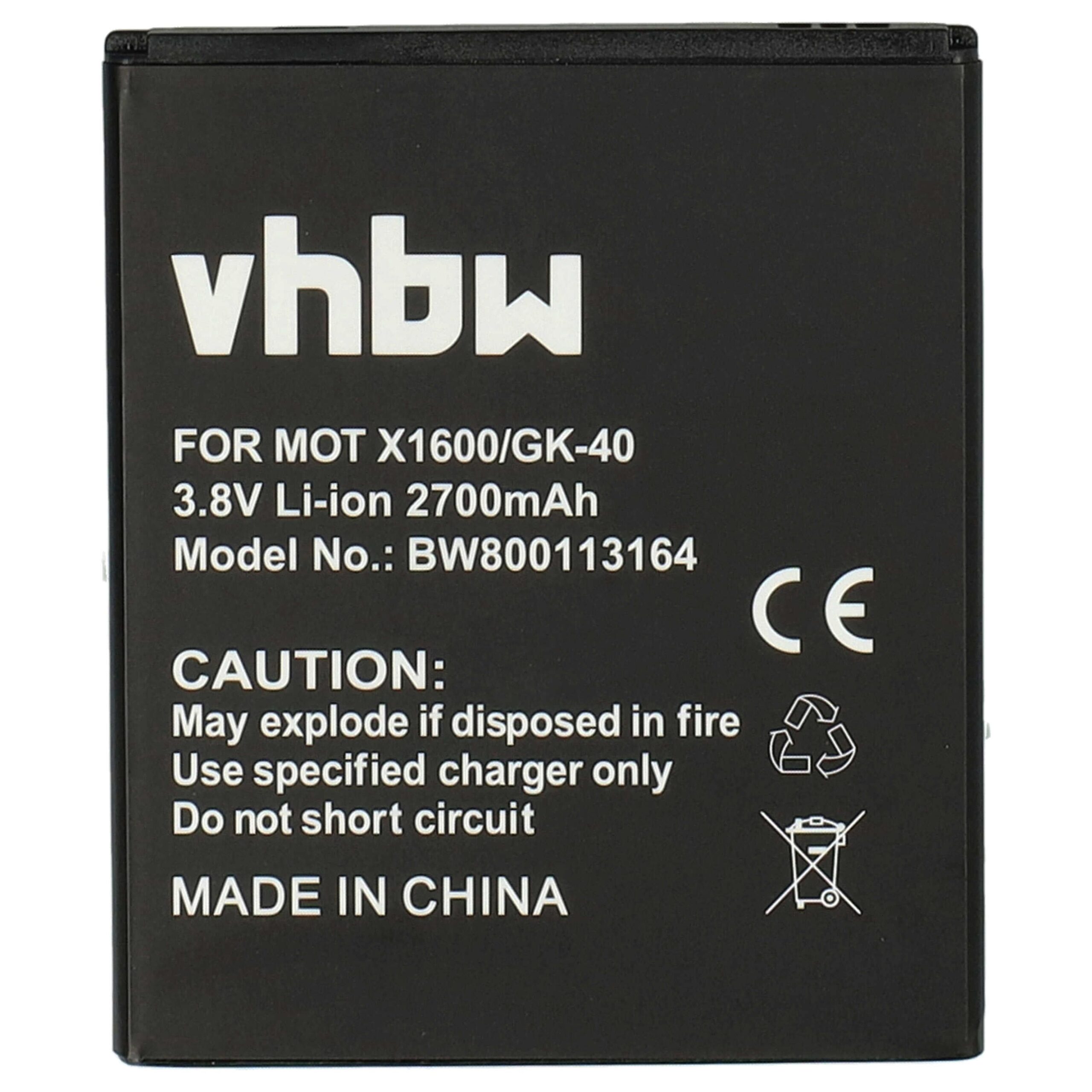 Bateria para Motorola vhbw SNN5981A, SNN5976A, GK40, SNN5979A, SNN5977A - 2700 mAh 3.8 V Li-Ion
