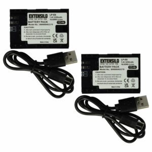 2x Bateria para Canon LP-E6 - 2250mAh, 7.4V, Li-Ion, com Porta USB-C EXTENSILO