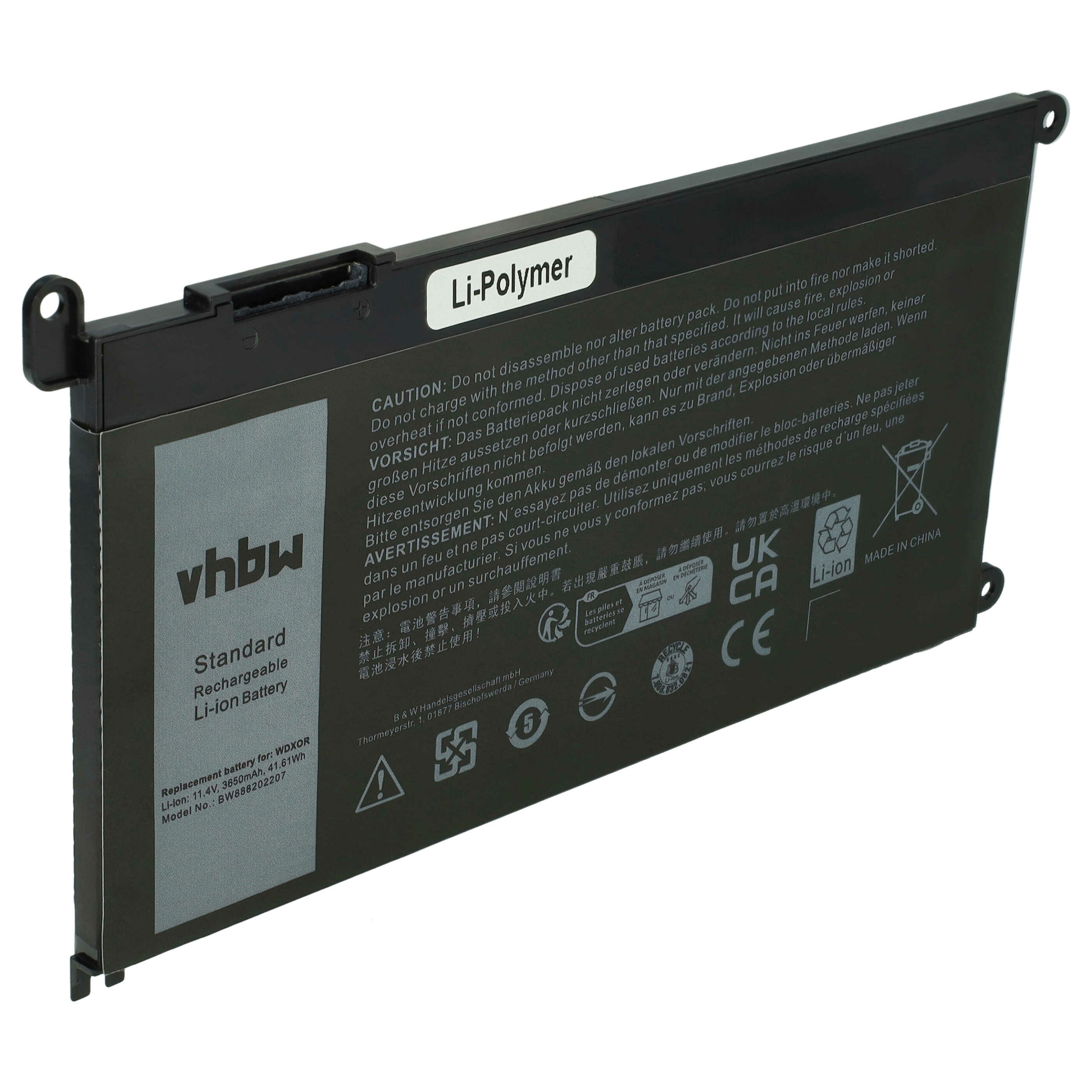 Bateria vhbw para Dell 9W9MX, 3CRH3, 1VX1H - 3650 mAh 11.4 V Li-polymer - Image 3