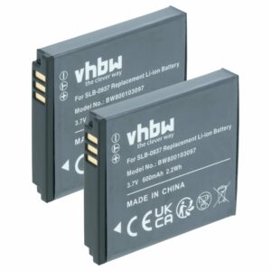 2x Bateria vhbw SLB-0937 compatível Samsung - 600mAh, 3.7V, Li-Ion