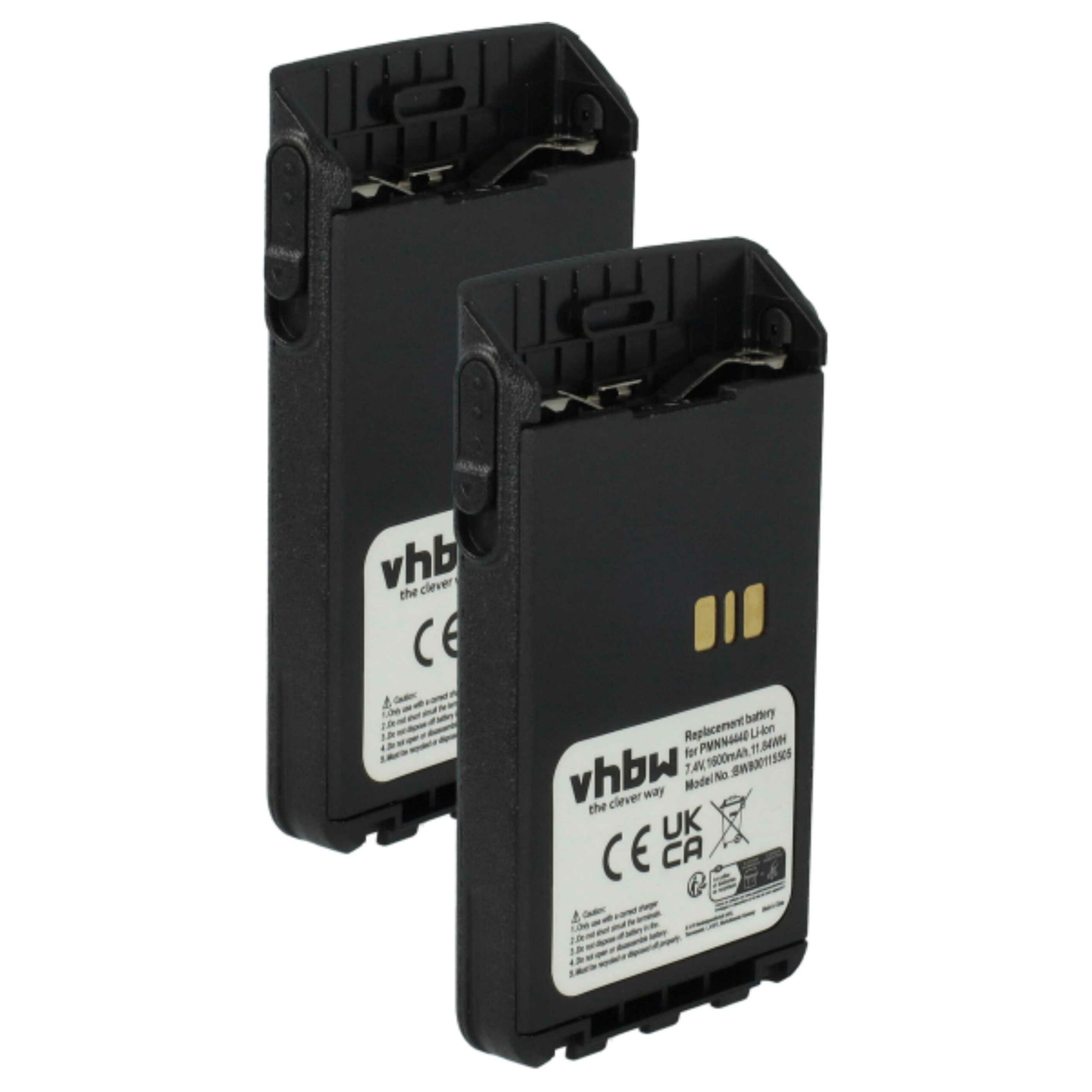 2x Bateria para Motorola CB Radio vhbw - Substitui PMNN4511A, PMNN4440, PMNN4502A - 1600 mAh 7.4V Li-Ion