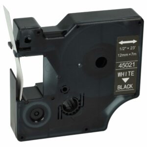 Fita de Etiquetas vhbw Compatível com Dymo D1 S0720610 45021 - 12 mm Branco sobre Preto
