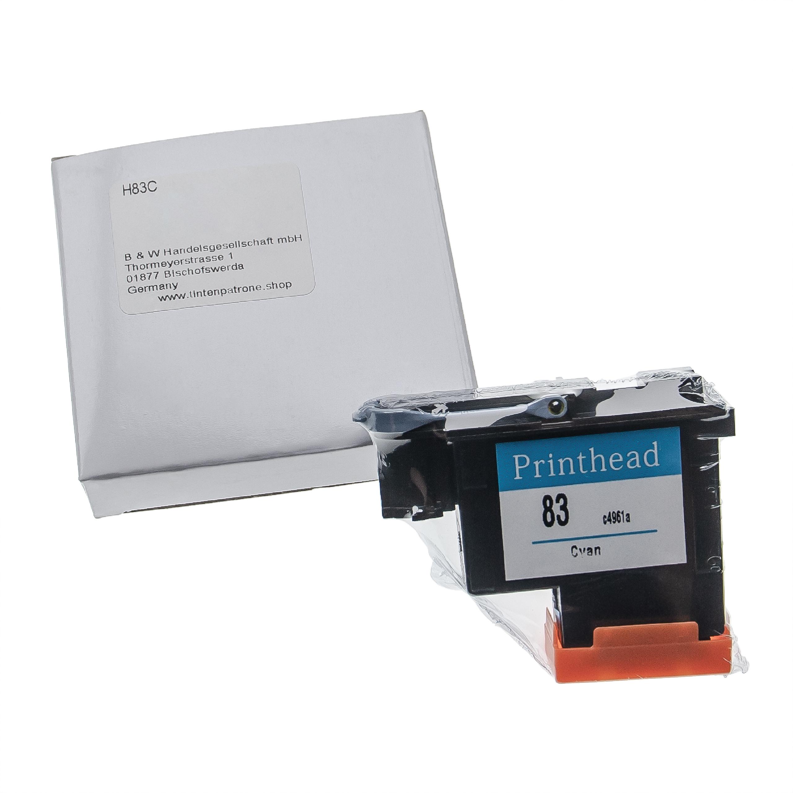 Cabeça de Impressão vhbw para HP DesignJet C4961A - 13 ml, Ciano, Reacondicionada com Kit de Limpeza