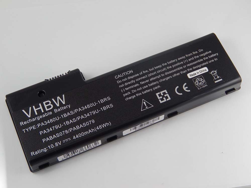 Bateria vhbw para Toshiba PA3479U-1BRS, PABAS078, PA3480U-1BRS - 4400 mAh 10.8 V Li-Ion