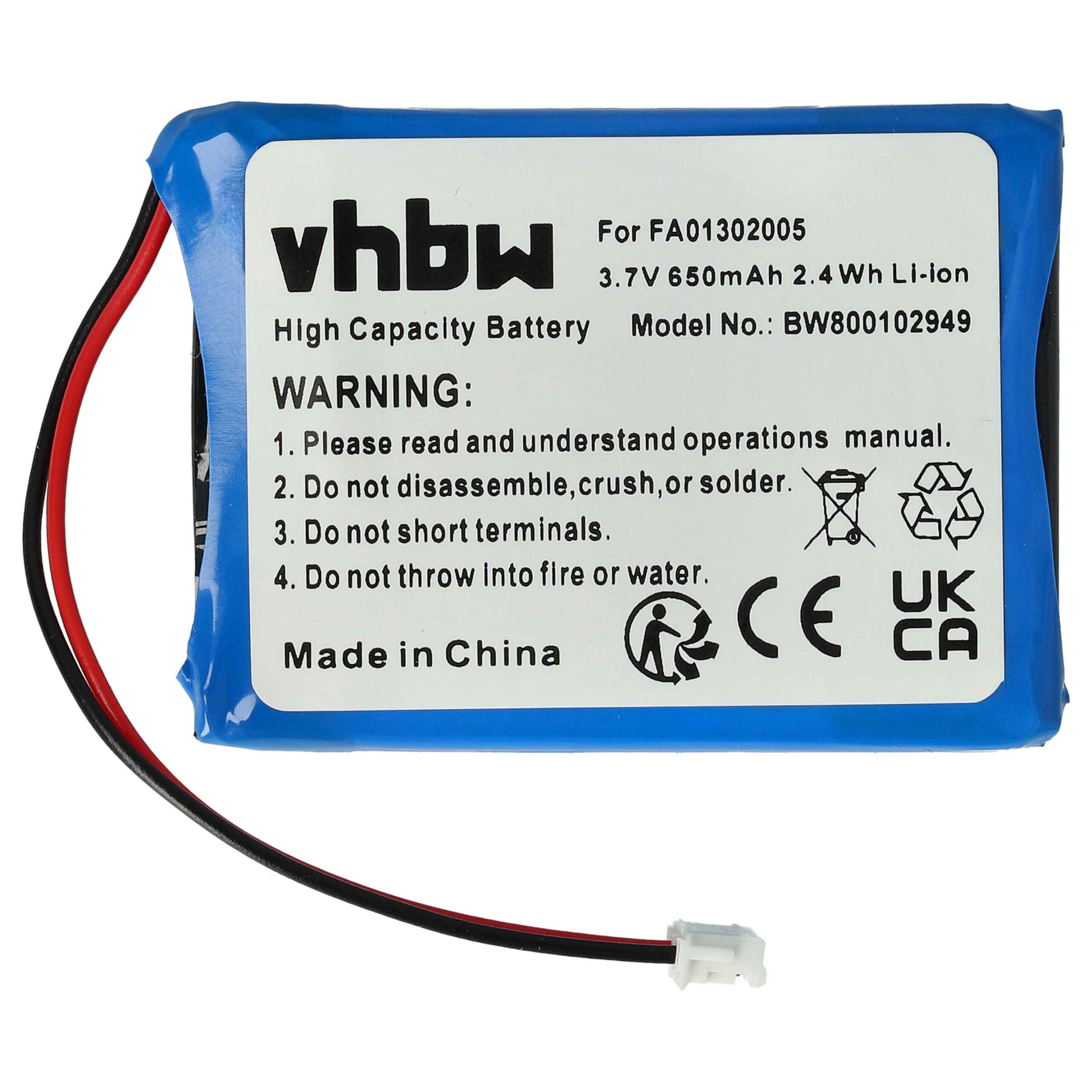 5x Bateria vhbw compatível Aastra BKB 201 010/1, FA01302005 para telefone DECT Ericsson - 650 mAh 3.7 V Li-Ion - Image 3