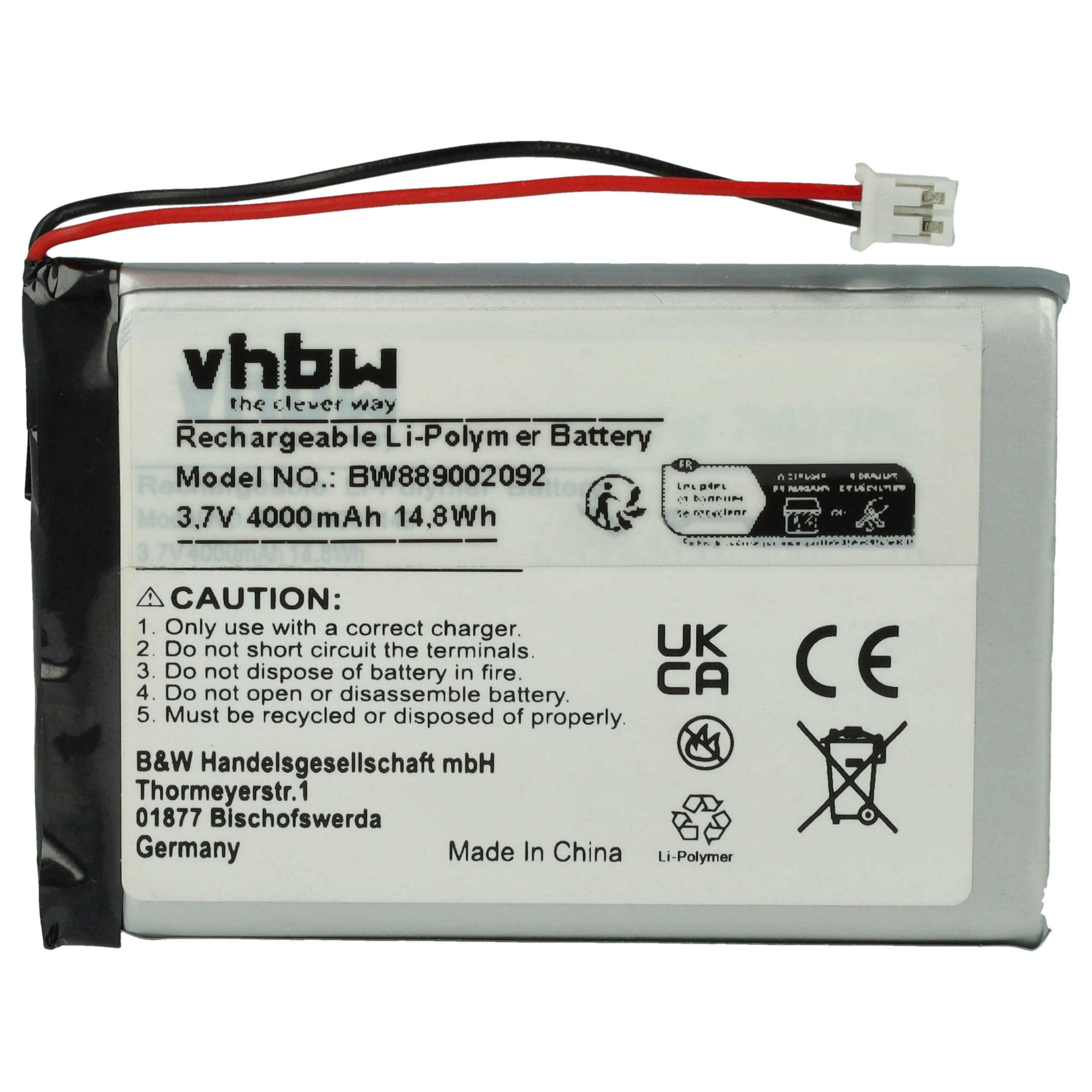 Bateria Universal Li-polymer 4000 mAh 3.7 V vhbw