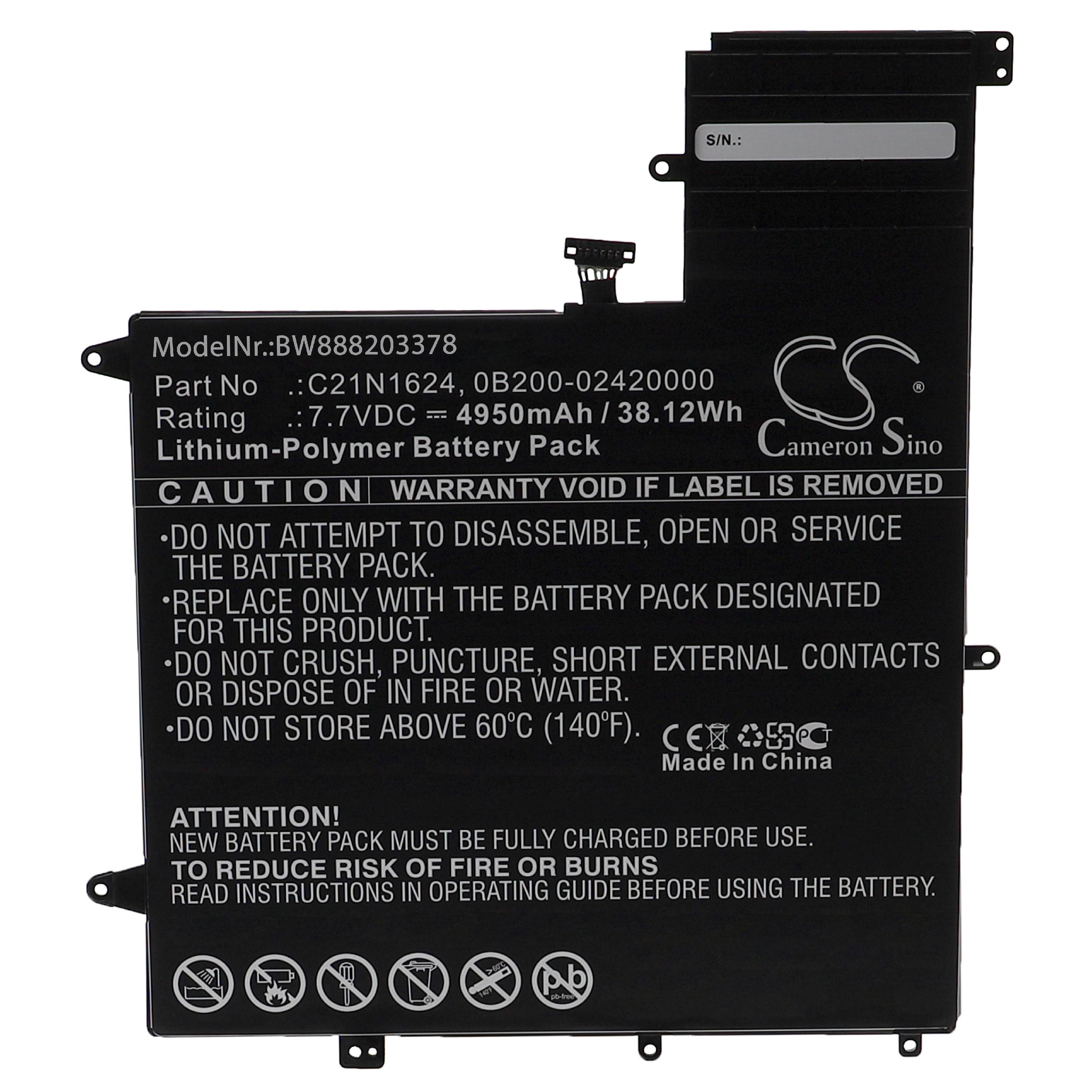 Bateria vhbw para Asus 0B200-02420000, C21N1624 - 4950 mAh 7.7 V Li-polymer