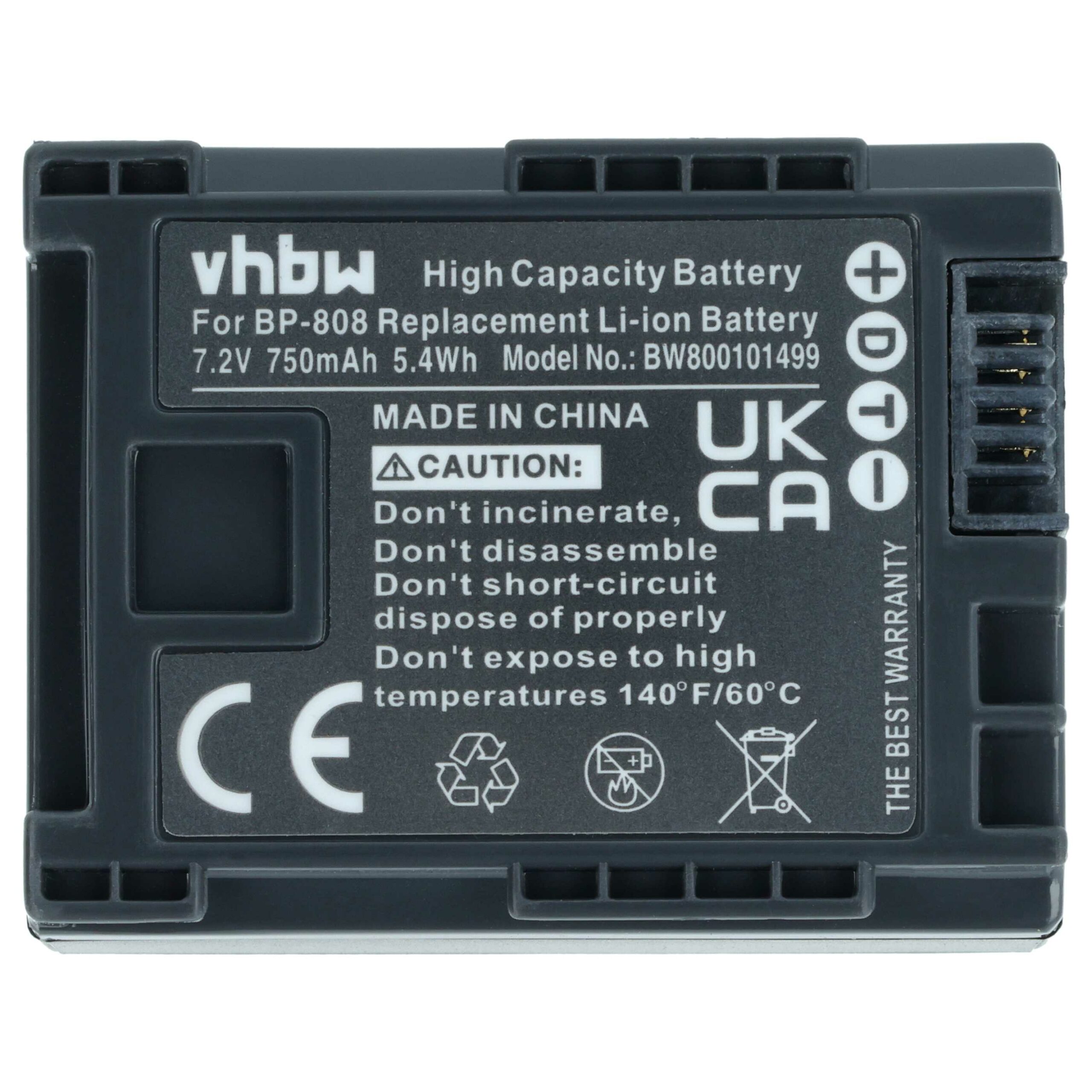 Bateria vhbw para Câmara Canon BP-808 - 750 mAh 7.2 V Li-Ion - Image 3