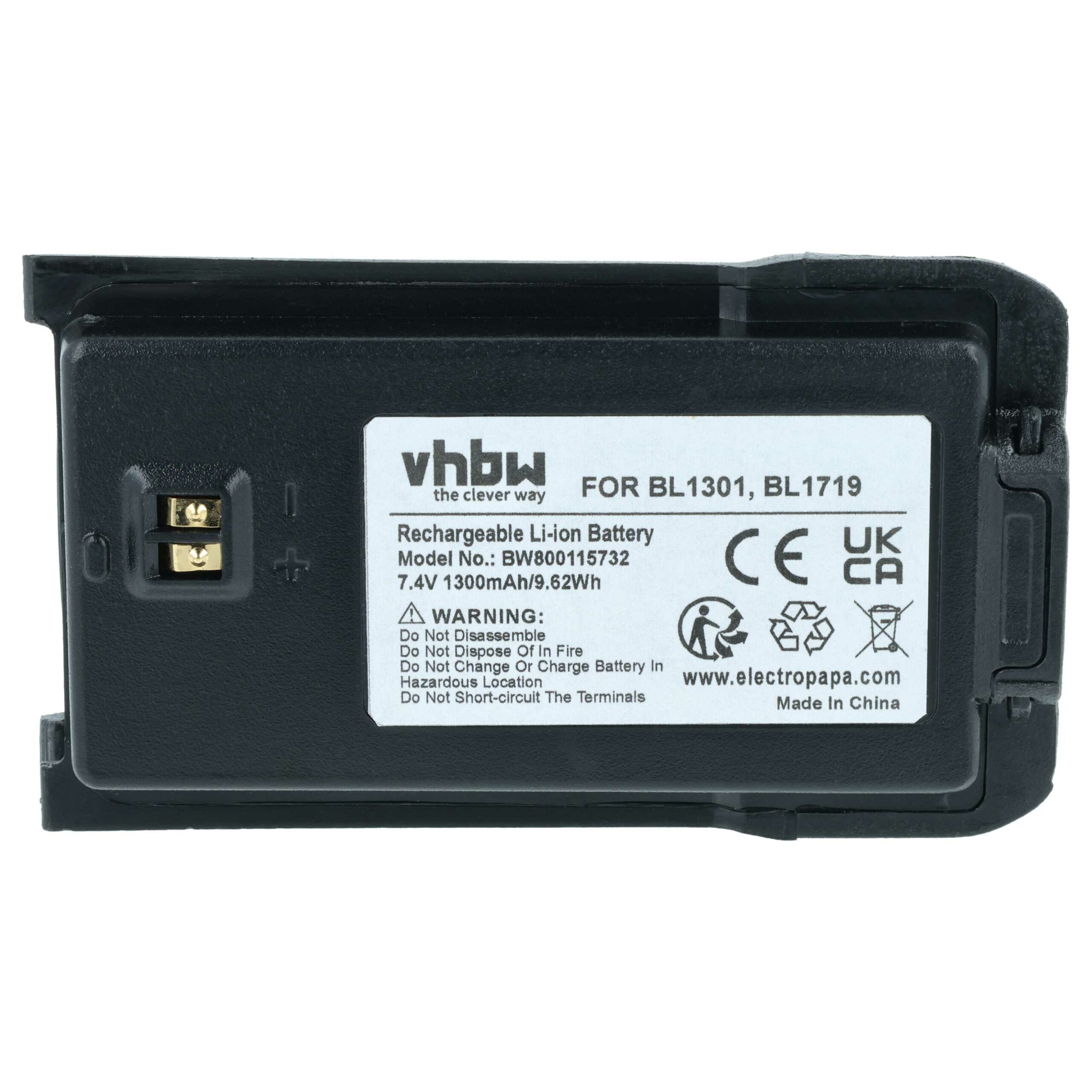 Bateria para Rádio Hyt/Hytera BL2407, BL1301, BL1719 - 1300 mAh 7.4 V Li-Ion vhbw - Image 3