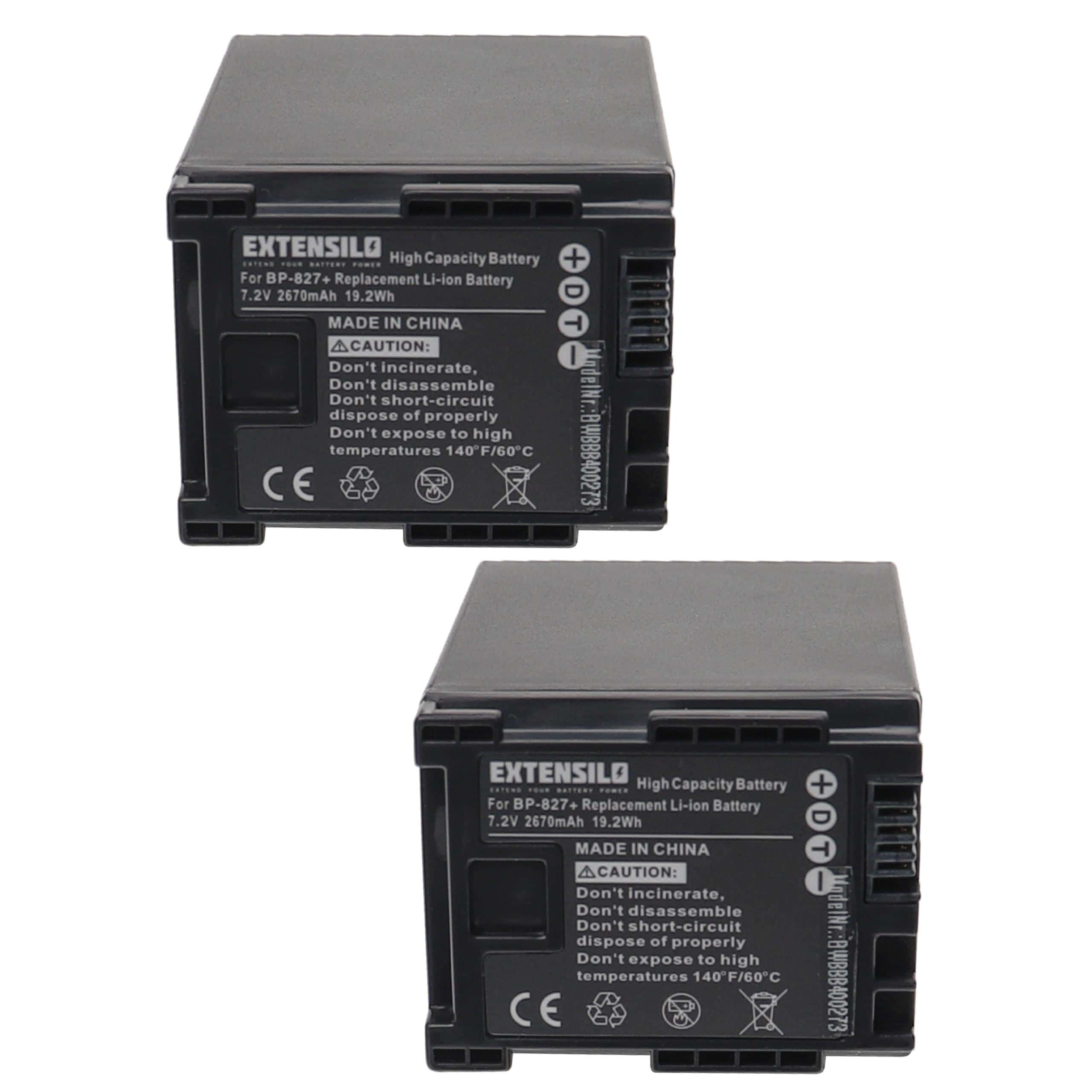 2x Bateria EXTENSILO para Câmaras Canon BP-827, BP-820, BP-828 - 2670 mAh 7.2V Li-Ion - Image 3