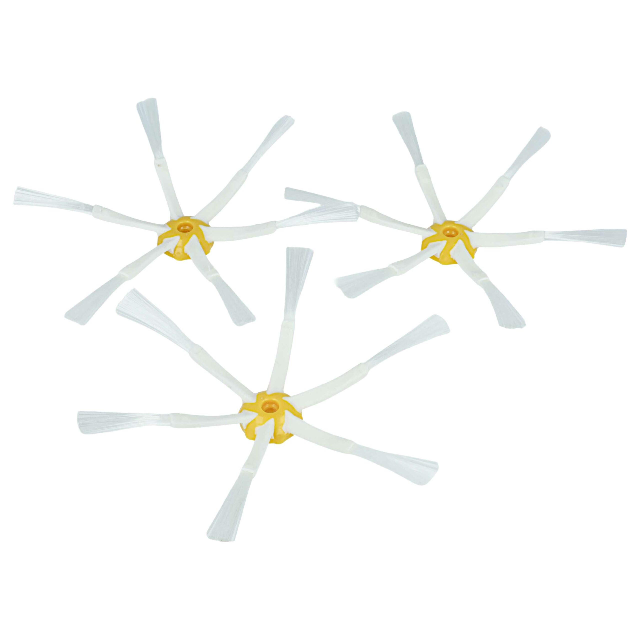 3 Escovas Laterais Compatíveis com iRobot Roomba 616, 621, 651, 765 - 6 Braços, Branco e Amarelo