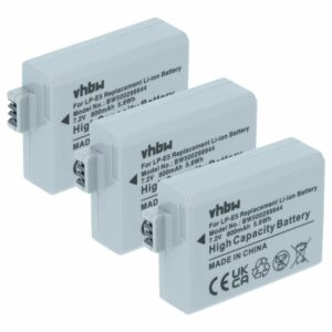 Bateria vhbw para Canon LP-E5 - Pack 3x 900mAh, 7.4V, Li-Ion