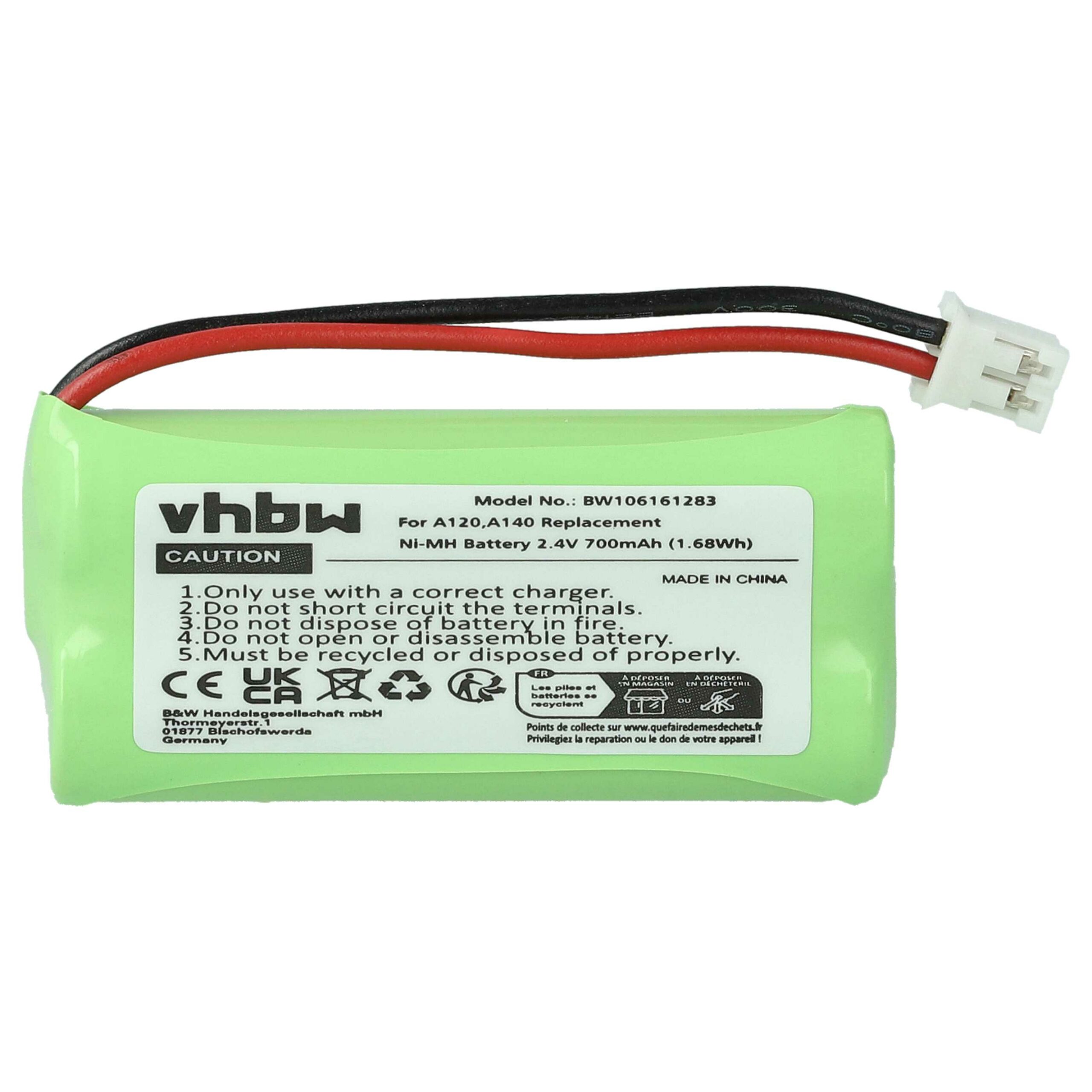 Bateria vhbw compatível com telefone DECT T-Com, Siemens, Universum – 700 mAh, 2.4 V, NiMH - Image 3
