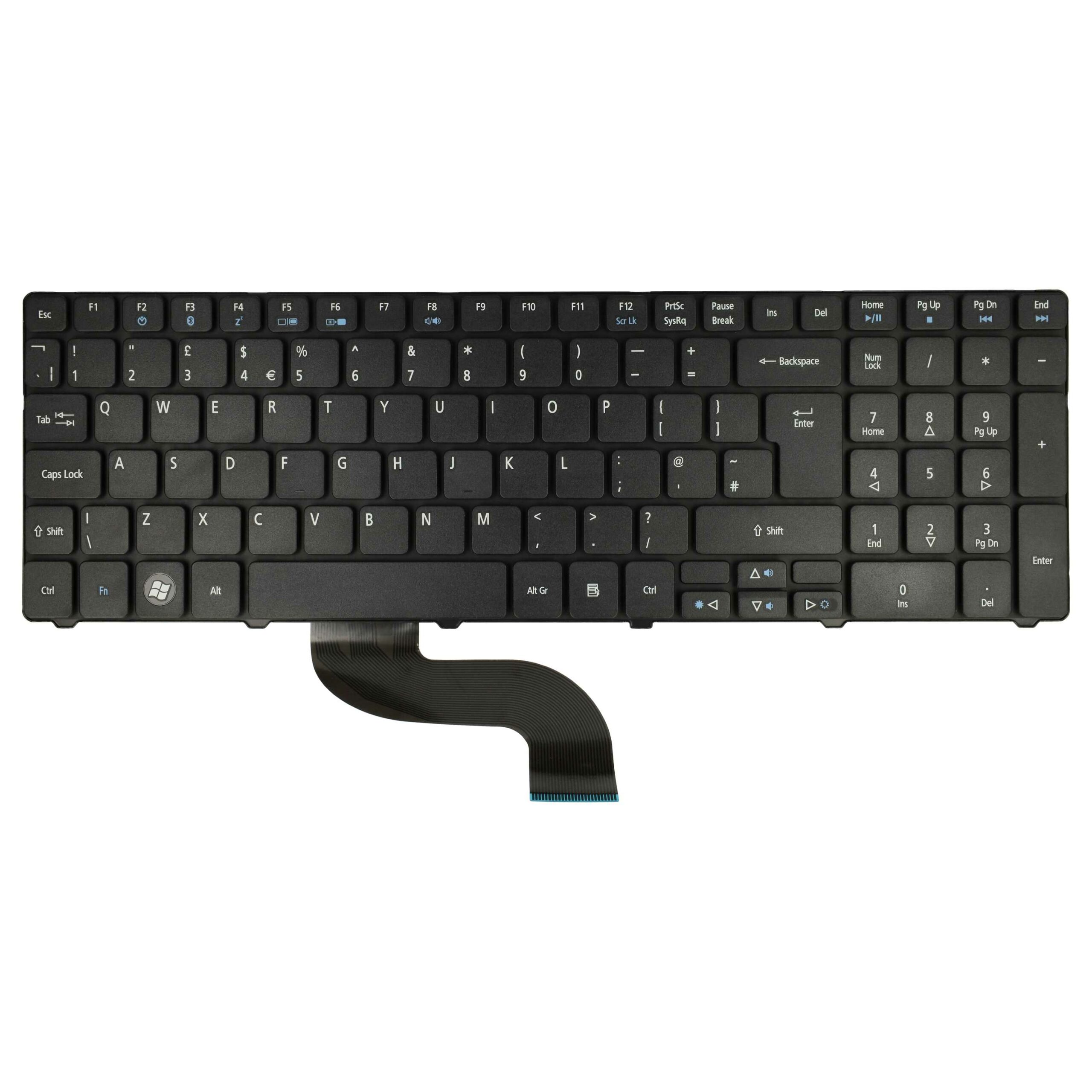 Teclado QWERTY vhbw para Acer 491274-B31, 490267-B31 - Com Teclado Numérico